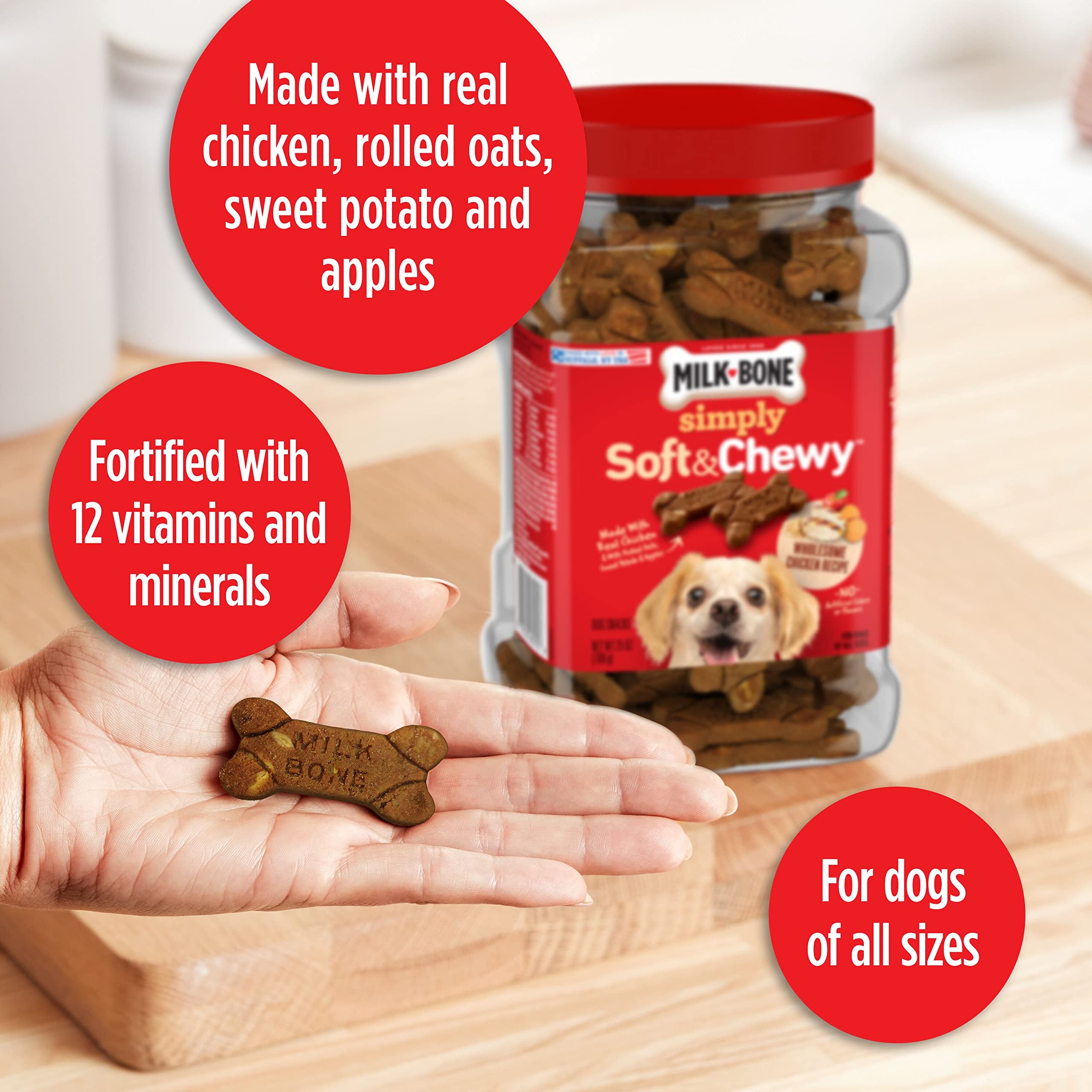 Milk-Bone Simply Soft & Chewy Dog Treats, Wholesome Chicken Recipe, 25 Ounce Made with Real Chicken, Rolled Oats, Sweet Potato &