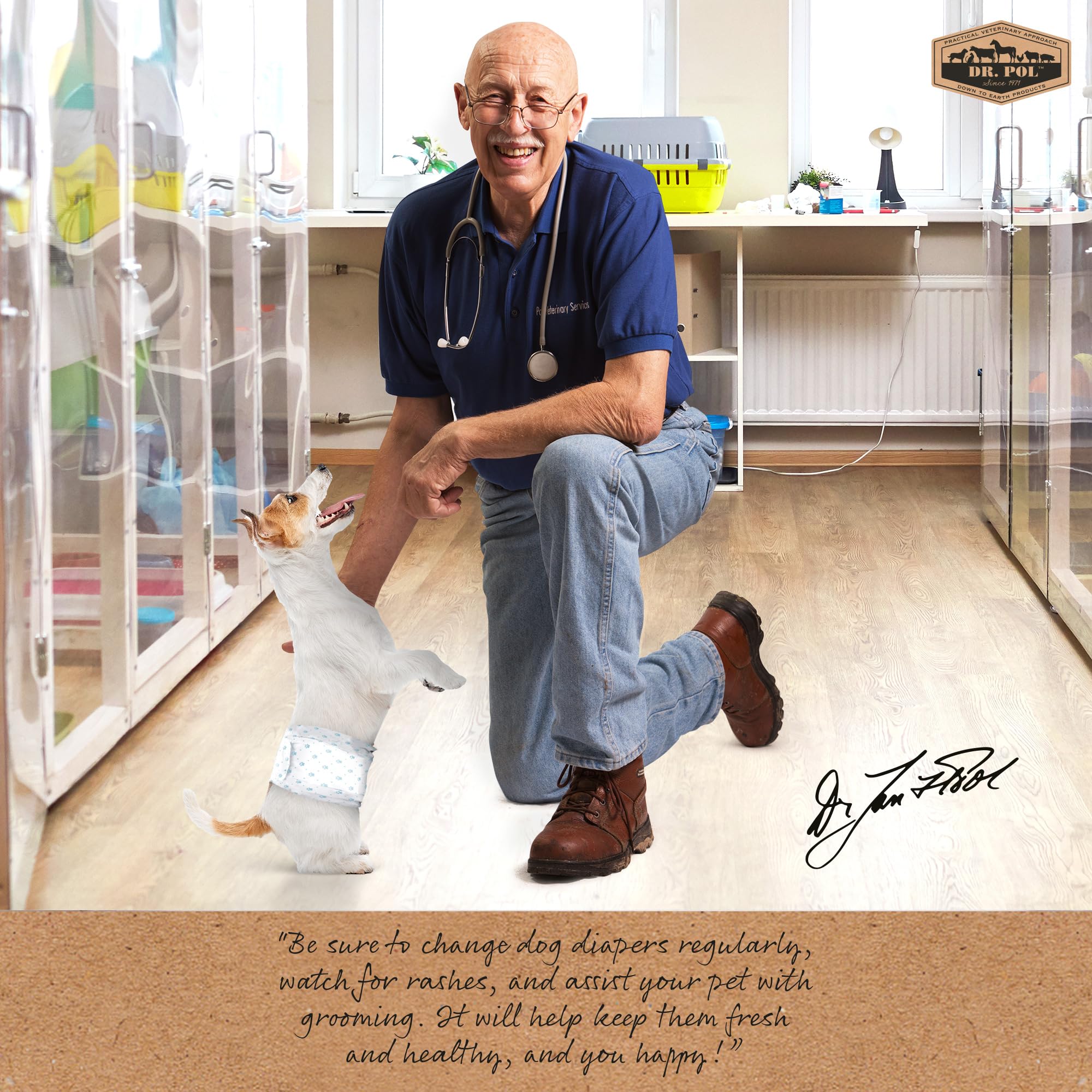 Dr. Pol Male Dog Diapers - Super Absorbent, Breathable, Leak-Proof With Wetness Indicator, Small, 50 Count