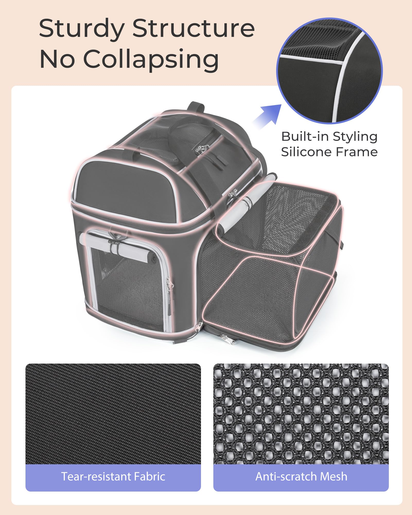 Expandable Pet Carrier: Noble Duck Soft-Sided Cat Dog Carrier Airline Approved Small Medium Large Portable Travel Up To 25 Lbs B