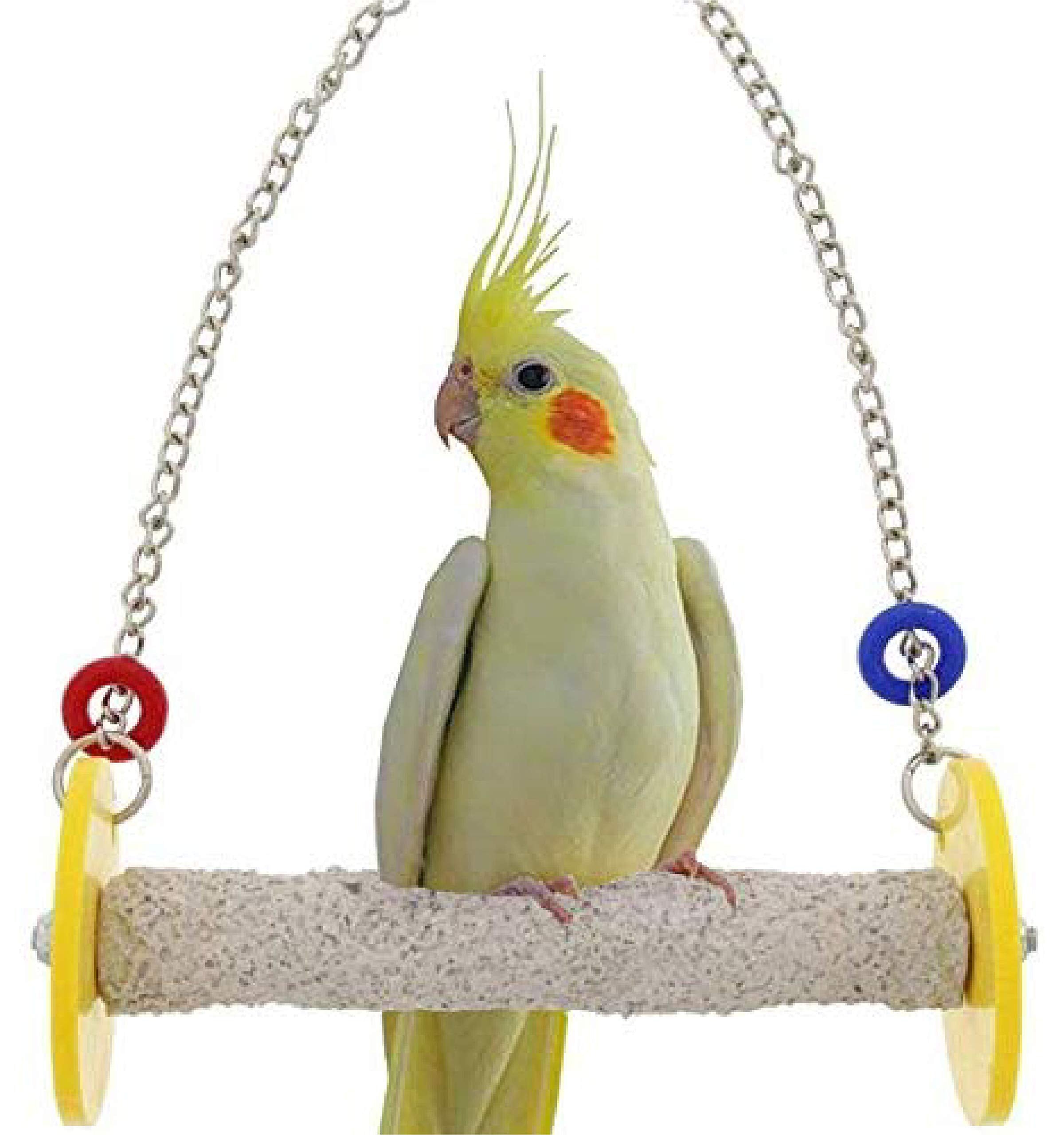 Sweet Feet And Beak Roll Bird Swing - Pumice Perch Bird Toys Trims Nails And Beaks, Safe And Non-Toxic Bird Cage Accessories For Small And Large Birds, Swinging Toys Birds Will Love, Small 7.5 Inches