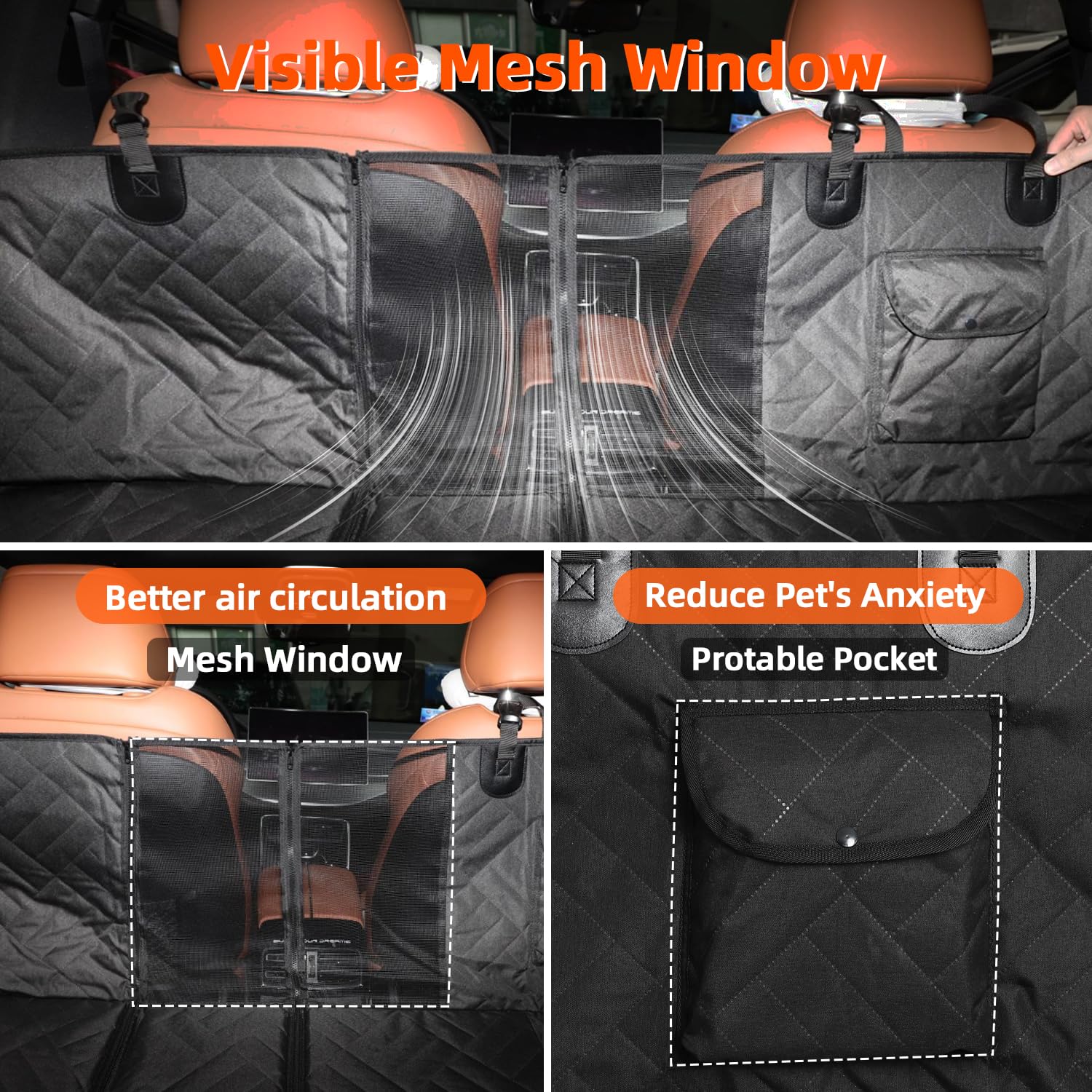 Mirozo Back Seat Extender For Dogs, 600D Heavy Durable Car Seat Cover For Dogs Seat Cover With Door Protectors For Traveling Wit