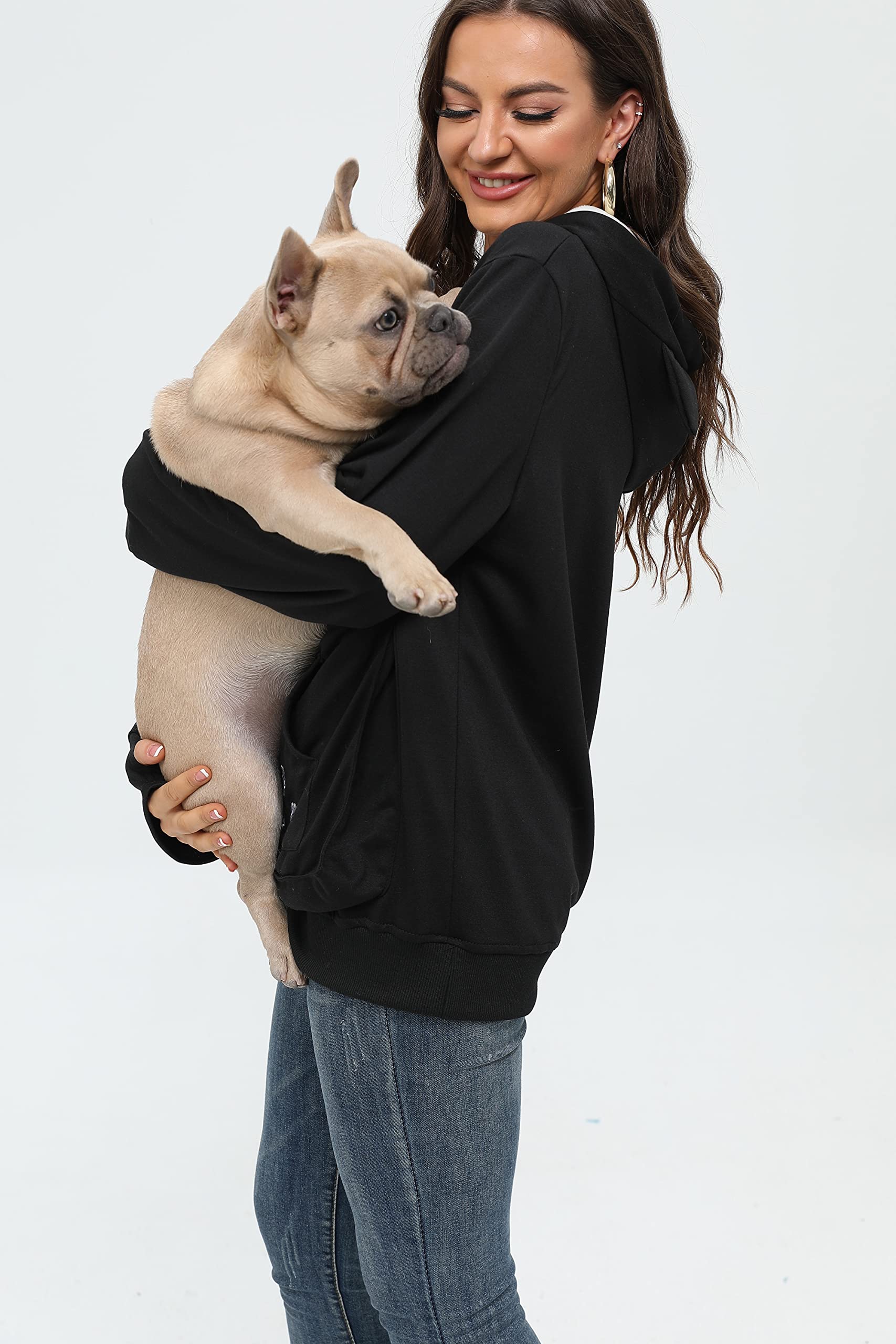 Bombaxceiba Hoodie Pet Holder Cat Dog Large Pouch Pocket Carriers Pullover With Cat Print Sweatshirt Unisex Kangaroo Pocket Smal