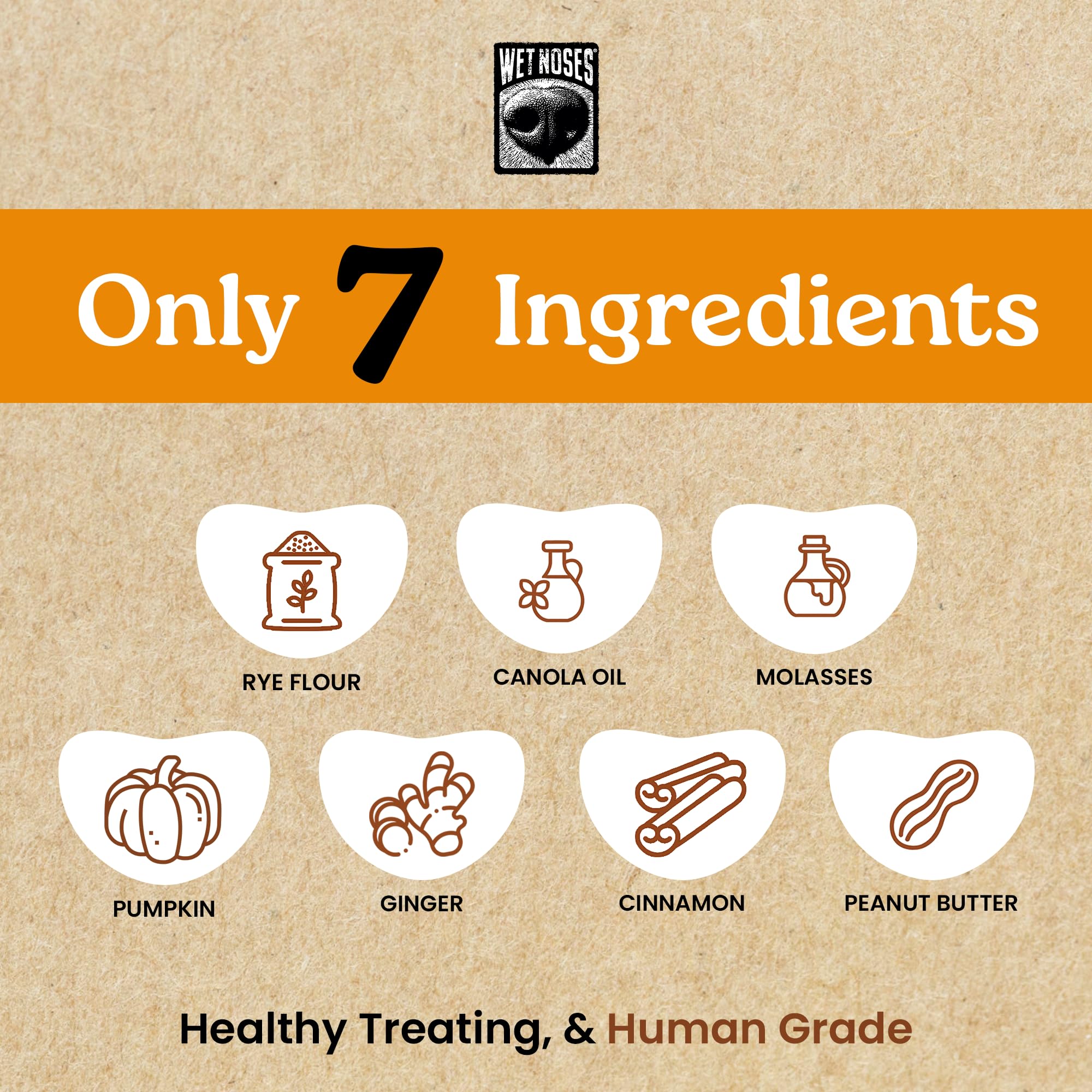 Wet Noses Moments Non-GMO Pumpkin Biscotti Crunchy Dog Treats - 14oz | No Corn, Wheat, Soy or Peas, Made with 7 Simple Ingredien