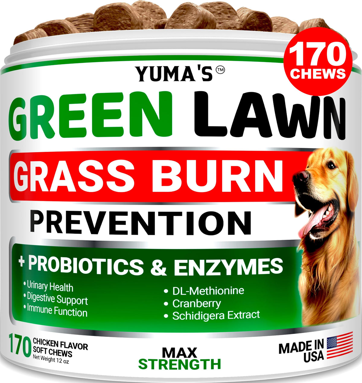 Yuma'S Dog Urine Neutralizer For Lawn - 170 Chews - Advanced Grass Green Savers For Dog Urine - Dog Pee Grass Neutralizer Supple