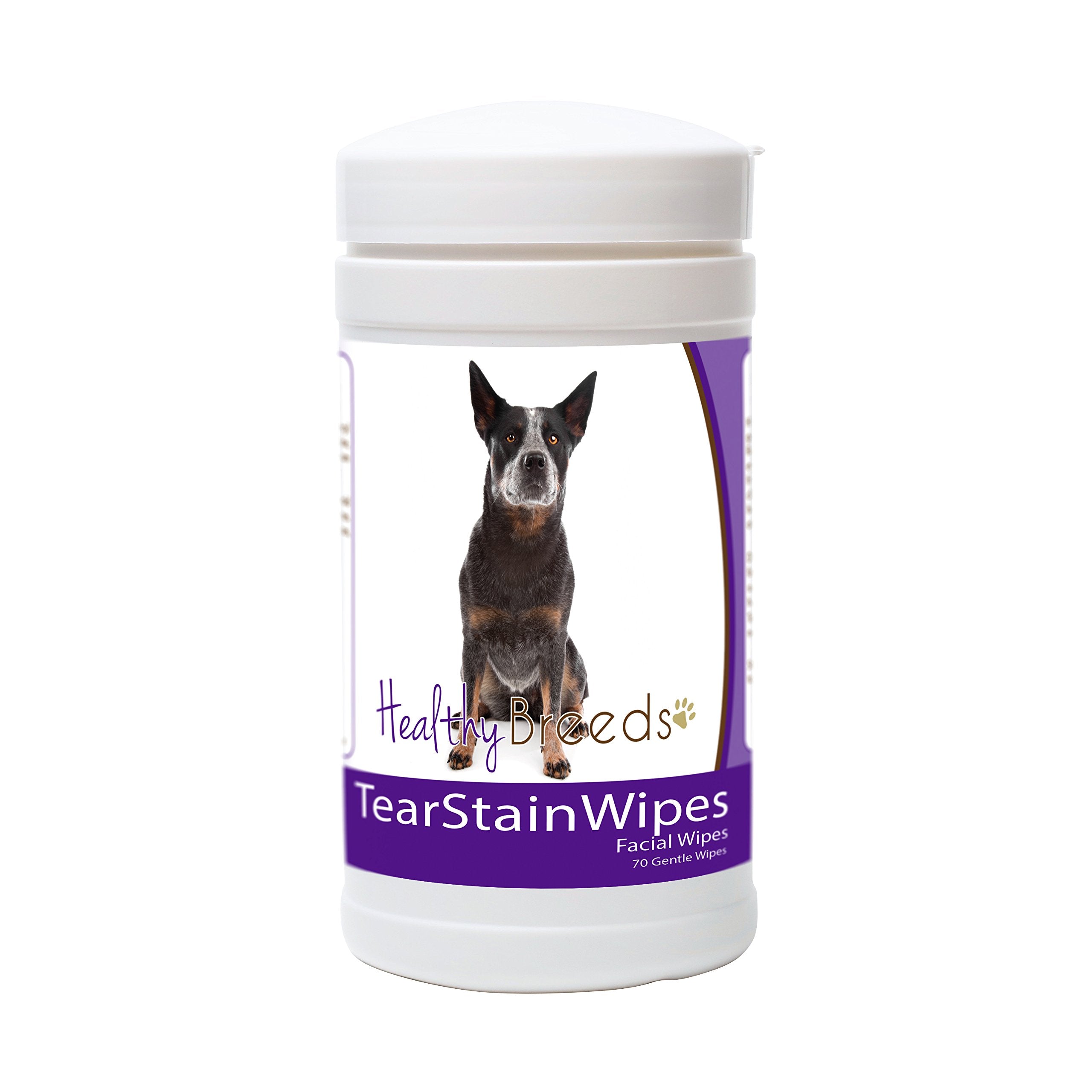 Healthy Breeds Dog Tear Stain Remover Wipes for Australian Cattle Dog - Over 100 Breeds - Facial Eye Cleaner - 70 Wipes - Cleans