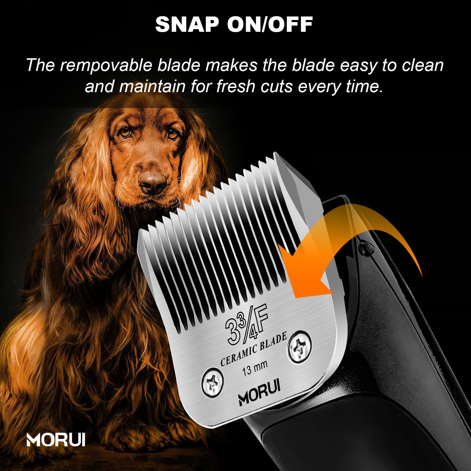 Morui 3-3/4F Cut Length 1/2''(13Mm) Detachable Ceramic Pet Dog Clipper Blades Compatible With Most Andis,Oster A5 Wahl Km Series