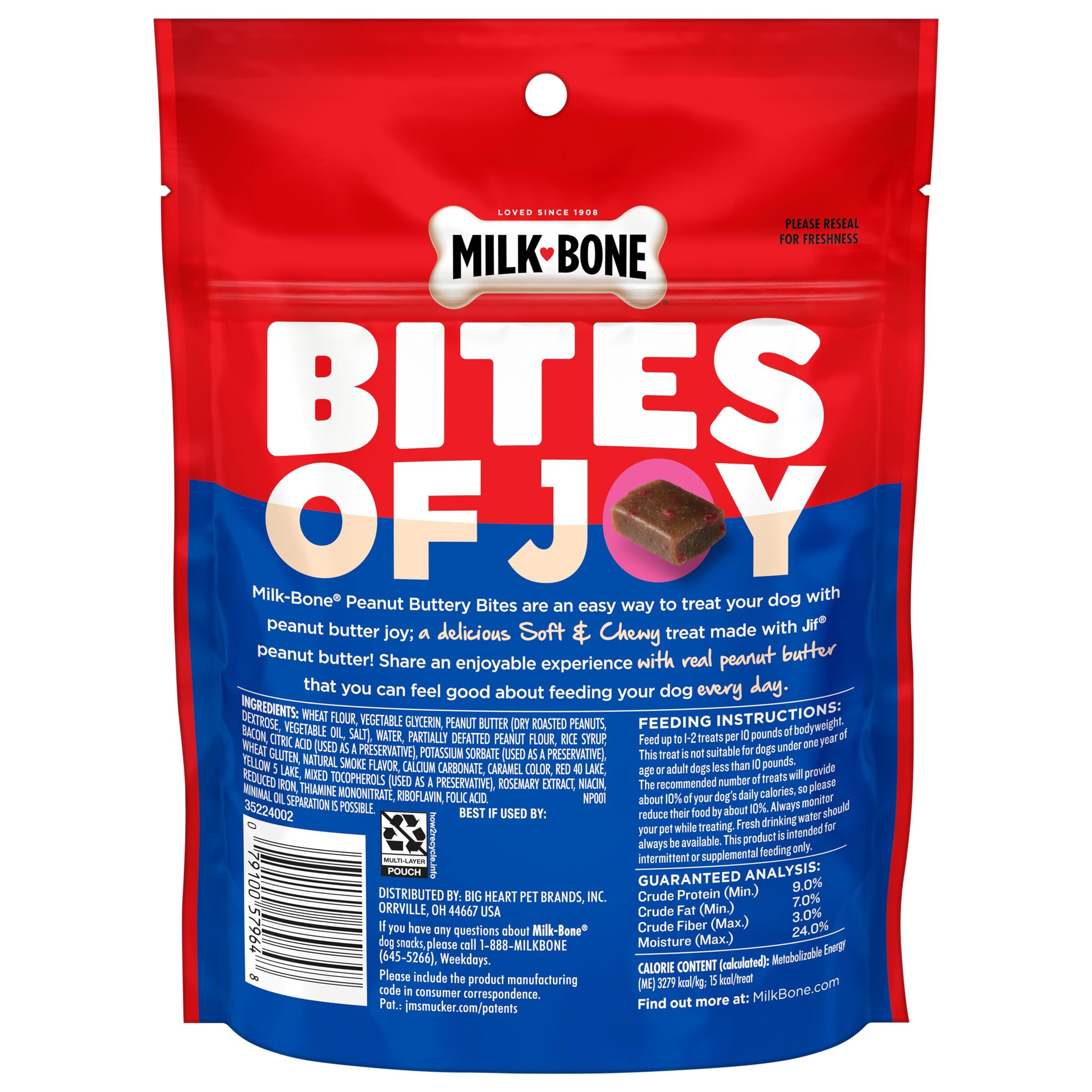 Milk-Bone Peanut Buttery Bites Soft Dog Treats with Real Peanut Butter & Bacon, 4.5-Oz. Bag