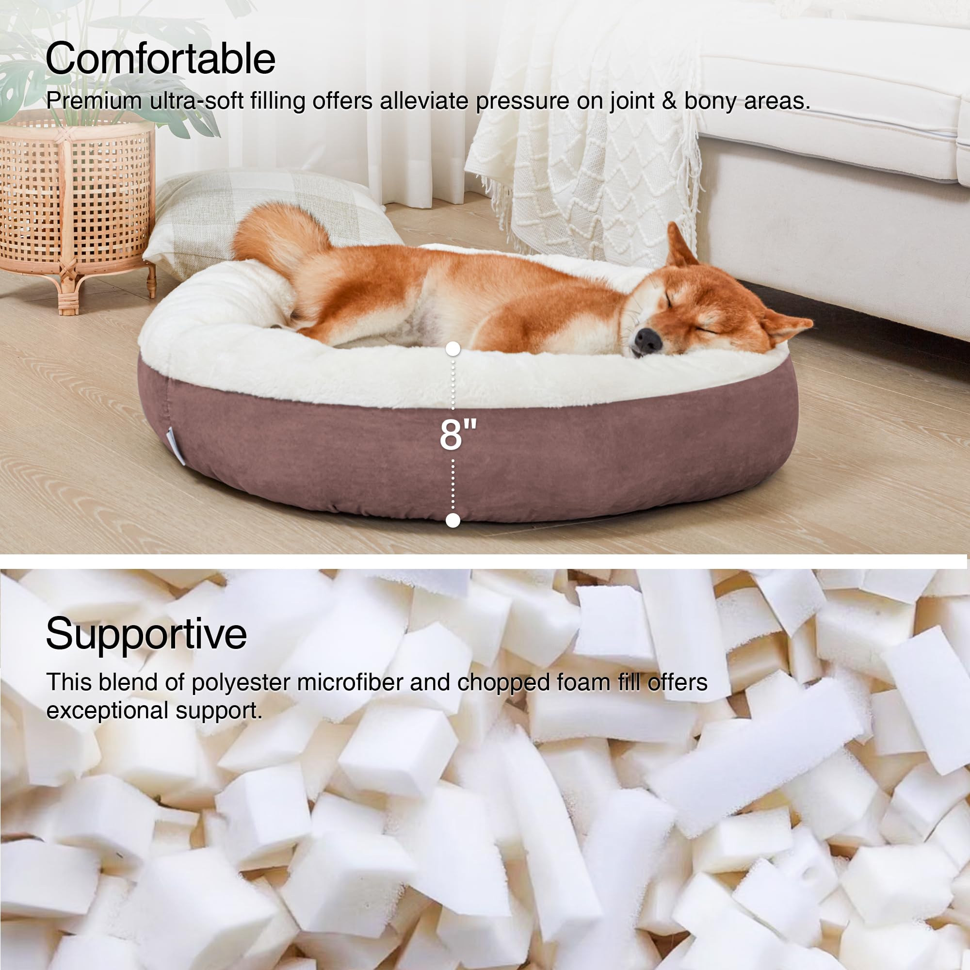Love'S Cabin Round Donut Cat And Dog Cushion Bed, 30In Pet Bed For Medium Or Large Dogs, Anti-Slip & Water-Resistant Bottom, Sof