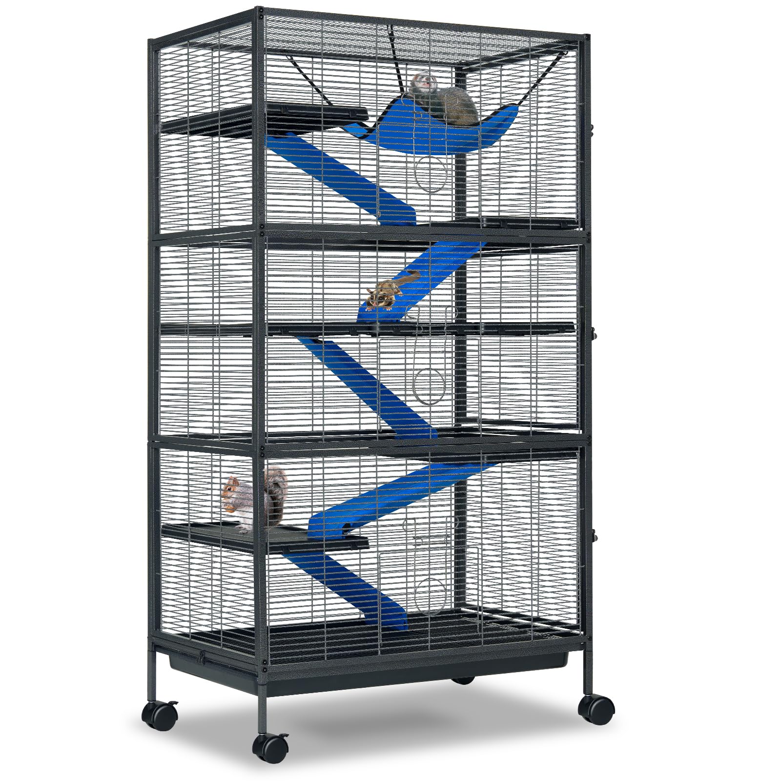 Metal Small Animal Cage 6-Tier Ferret Sugar Glider Cage For Chinchillas/Guinea Pig/Rabbit/Large Hamste Rolling Critter Nation Ca