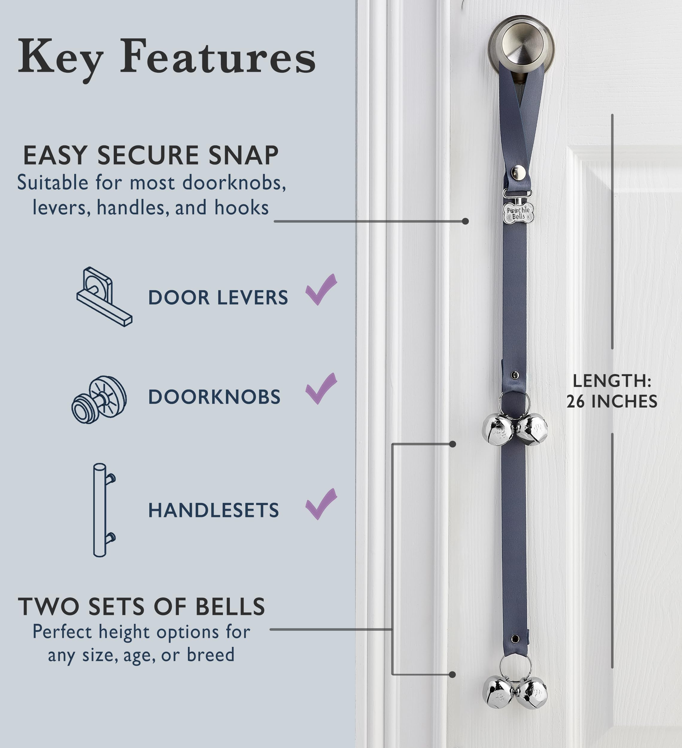 Poochiebells Handcrafted Dog Doorbell For Potty Training, Easy & Quick, Doggie-Safe Usa-Made Dog Doorbell W/Perfect Sound, Train