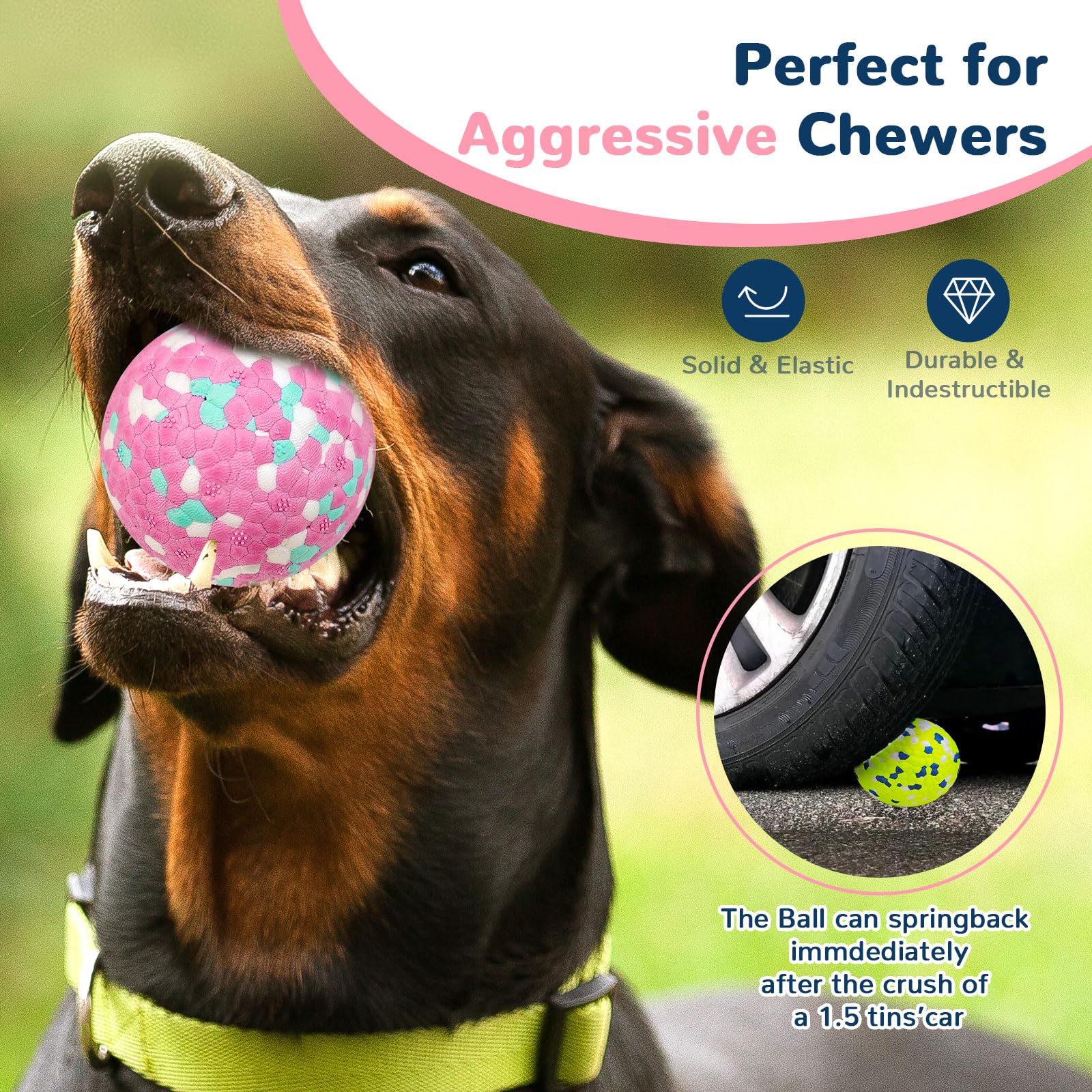 Petcare 2 Pack Dog Balls Toys For Aggressive Chewers Indestructible Tennis Balls For Medium Large Dogs Water Toy Chew Ball Tough