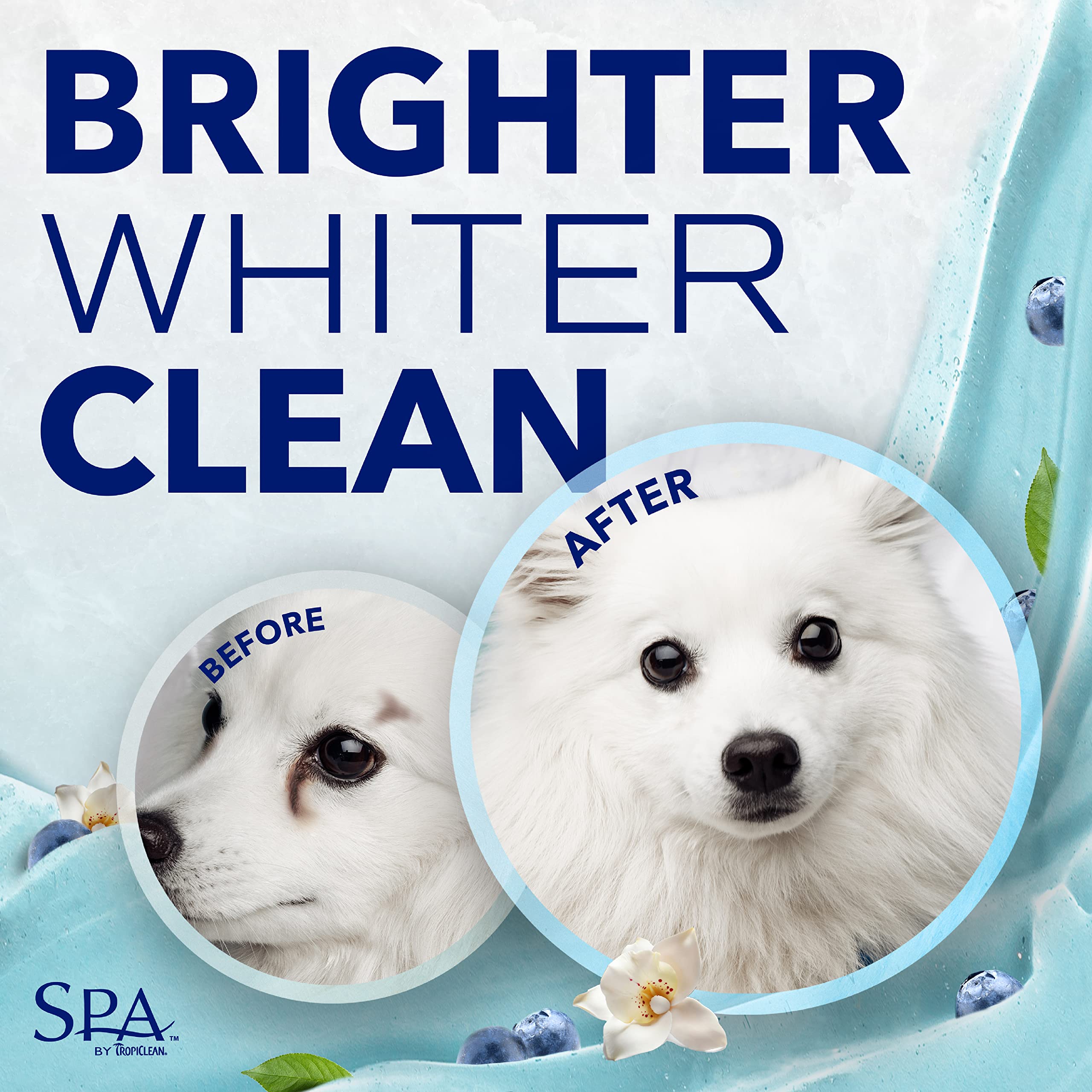 Tropiclean Spa Tear Stain Remover For Dogs | Blueberry Facial Shampoo | Odor Eliminator | Tearless | Whitening And Brightening | Made In Usa | 1 Gallon