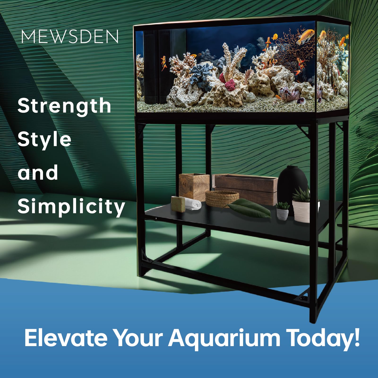 MEWSDEN Fish Tank Stand, 40 Gallon Heavy Duty Metal Aquarium Stands, Reptile Tank, Turtle Tank, Breeder Tank Stand, Fish Tank an