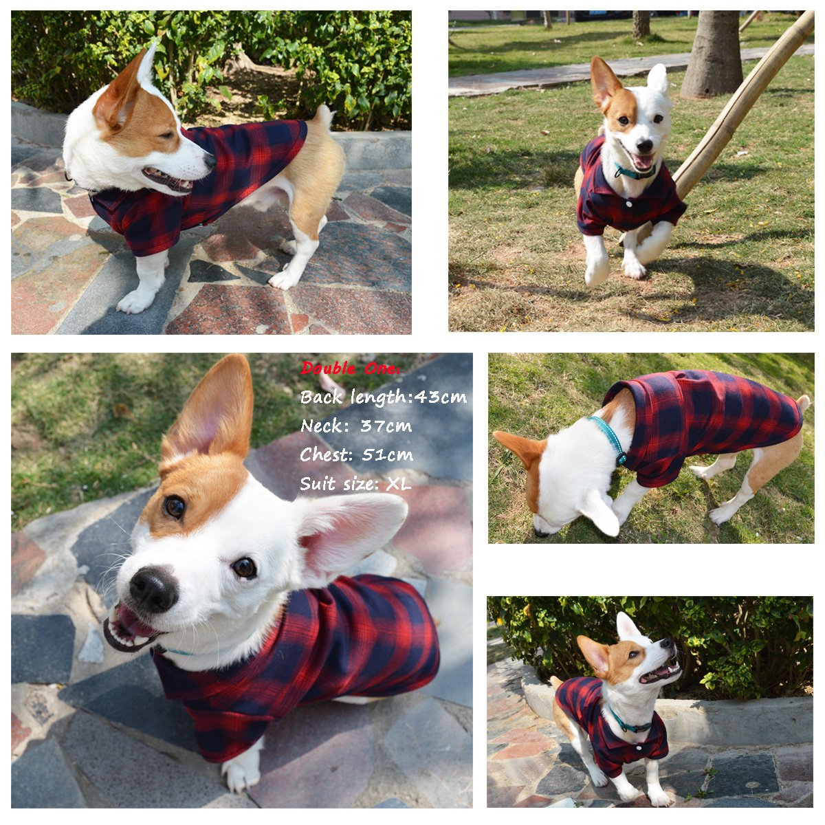 Koneseve Dog Shirt, Pet Plaid Clothes Shirt T-Shirt, Sweater Bottoming Shirt For Small Dog Cat Puppy Grid Adorable Wearing Stylish Cozy Halloween,Christmas Costumes {Red;Xs/Extra Small}