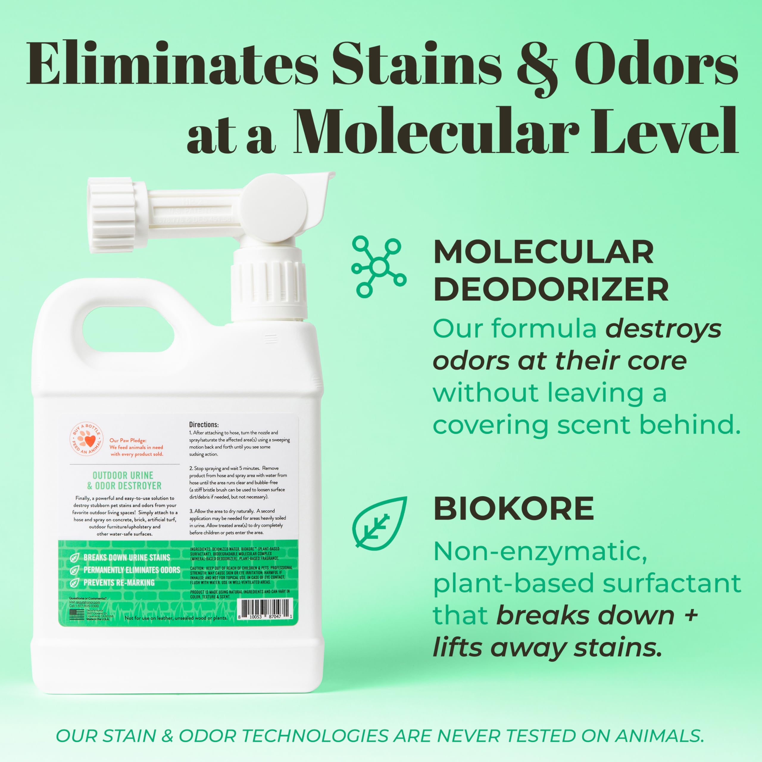 Skout'S Honor Pet Urine & Odor Destroyer Concrete & Turf - Professional Strength, Plant-Powered, Cruelty-Free Urine Eliminator F