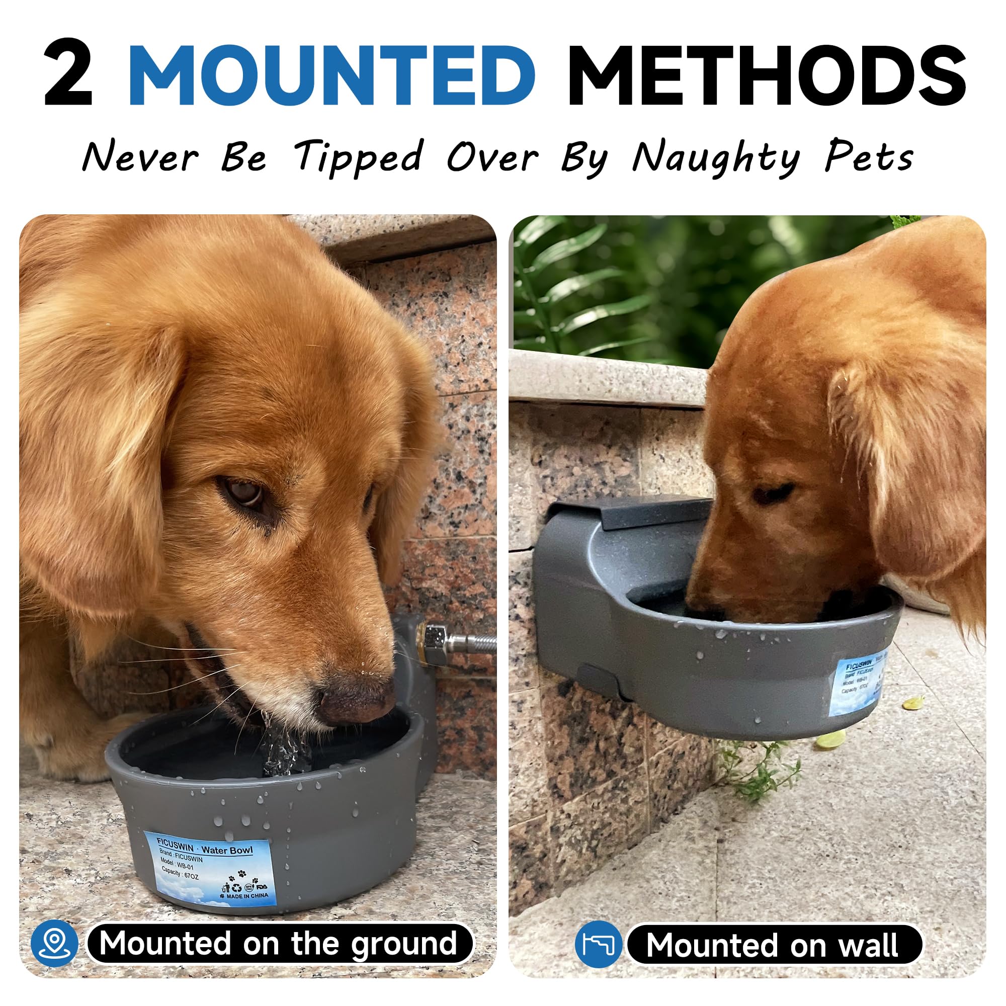 Automatic Dog Water Dispenser With Anti-Tip Bracket, 68 Oz Outdoor Dog Water Bowl Dispenser, Auto Refill Water Feeder For Pets &