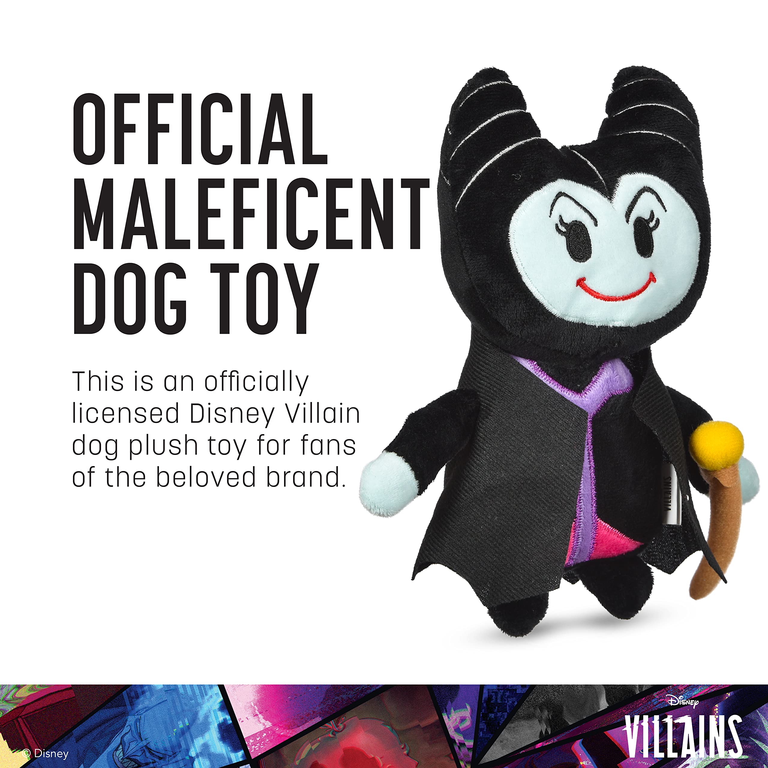 Disney For Pets Disney Villains Maleficent 9'' Plush Toy For Dogs | Maleficent Plush Dog Toy | Disney Movie Toys For All Dogs, O