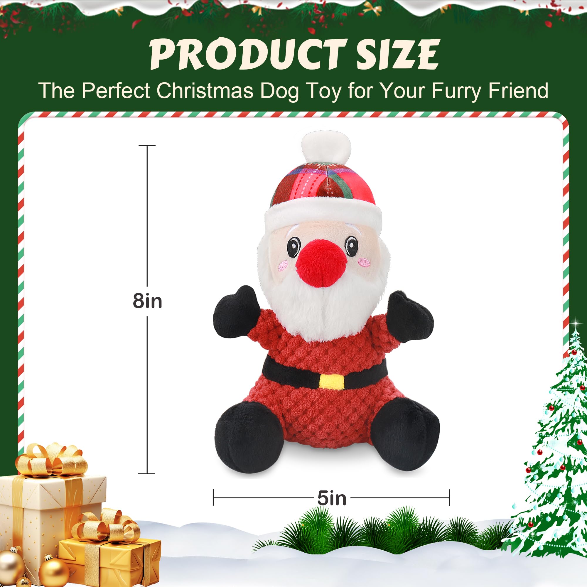 Newget Squeaky Dog Toys, Dog Chew With Crinkle Paper For Puppy, Small, Medium, Large Dogs, Interactive Pet Holiday Toys For Trai
