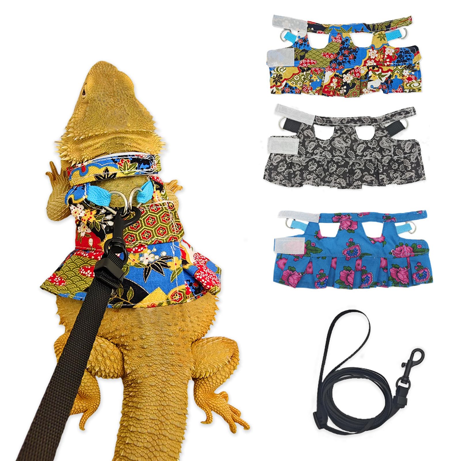 Lizard Harness Dress And Leash, Adjustable Hamster Ferret Harness And Leash Set, No-Pull Walking Vest For Lizard Small Animal Ge