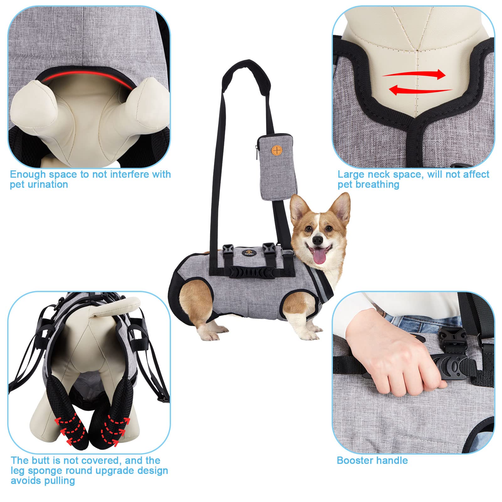 Ownpets Dog Sling Harness, Outdoor Sling Bag for Spine Protection, Whole Body Support, Support Vest to Assist Aged Dogs, Outdoor