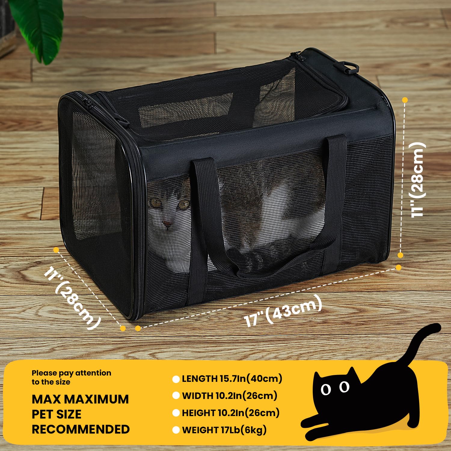 Conlun Cat Carrier Bag,Soft-Sided Pet Carriers For Dogs With 4-Sided Mesh,Airline Approved Cat Transport Carrier For Small&Mediu
