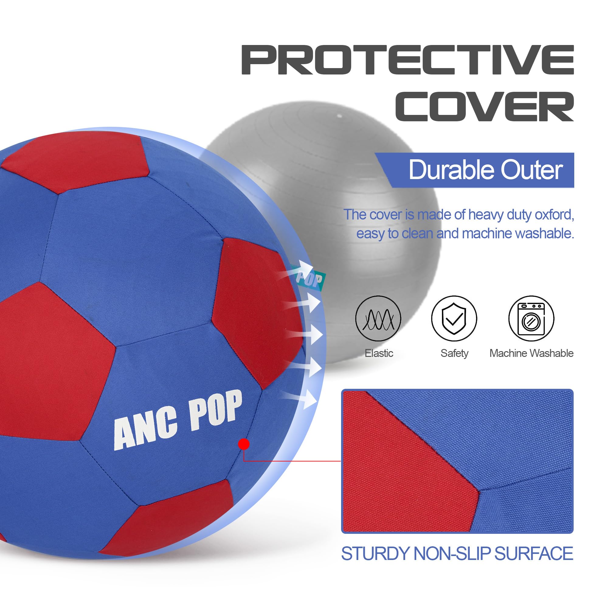 Anc Pop Herding Ball For Dogs & Horses - 20' Ball With Hand Pump - Blue & Red