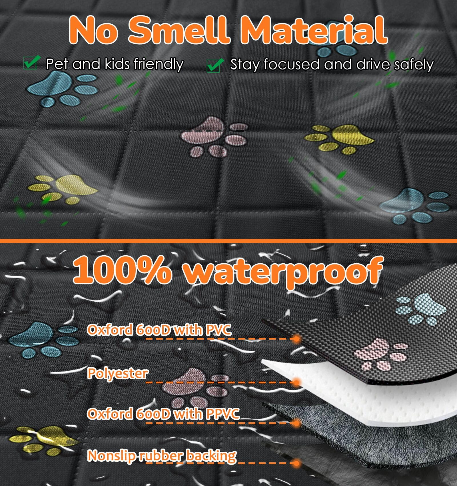 Urpower Dog Seat Cover Car Seat Cover For Pets 100% Waterproof Pet Seat Cover Hammock 600D Heavy Duty Scratch Proof Nonslip Dura