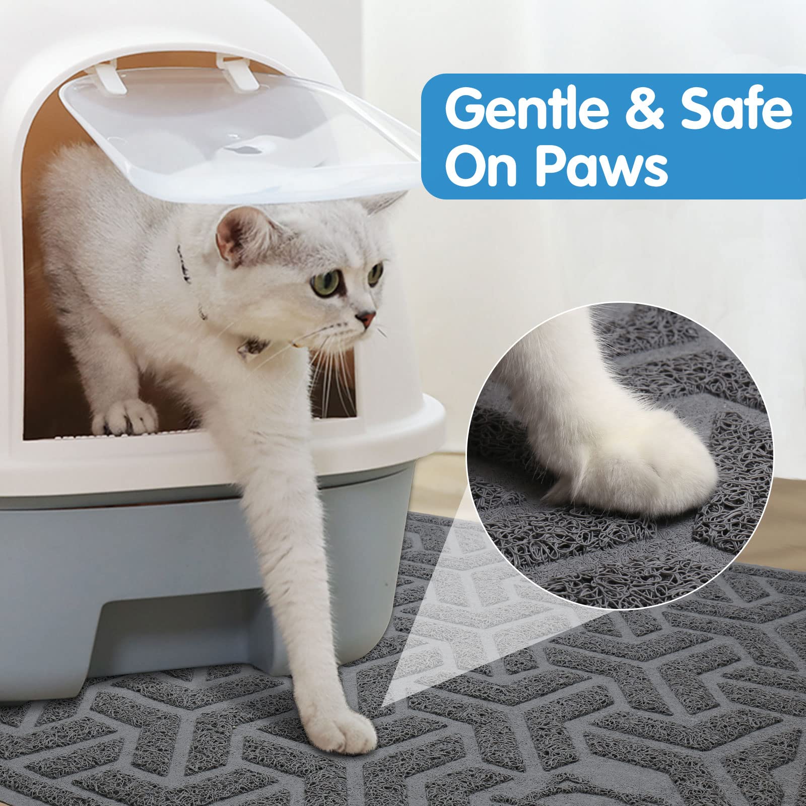 Upsky Litter Trapping Mat Soft On Kitty Paws, Durable Large Litter Box Mat 35' X 24' Scatter Control, Waterproof And Extra Large Box Carpet.