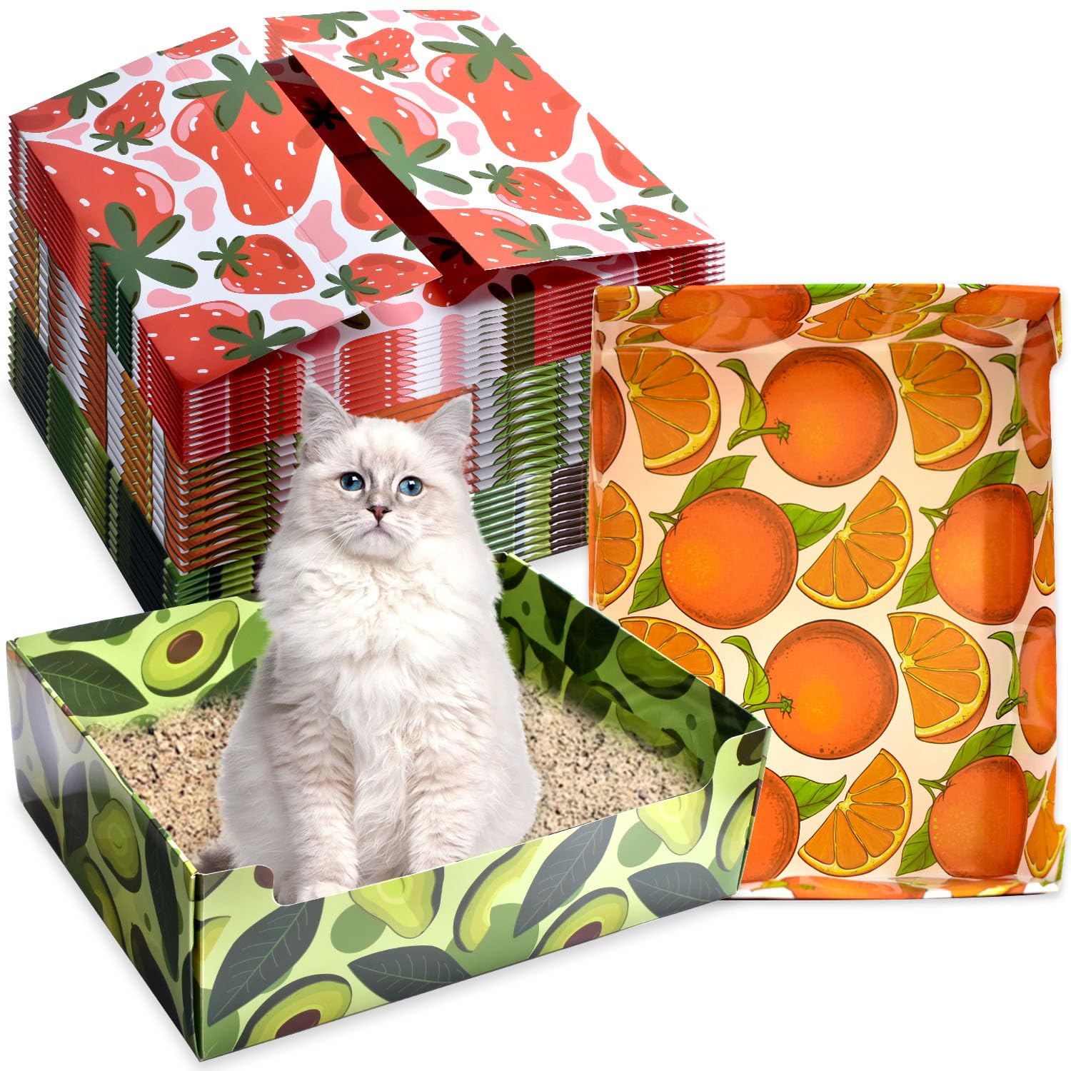 CONLI 30 PCS Disposable Litter Boxes for Cats, Foldable Waterproof Kitten Litter Box Low Entry, Portable Litter Box for Cats Sma