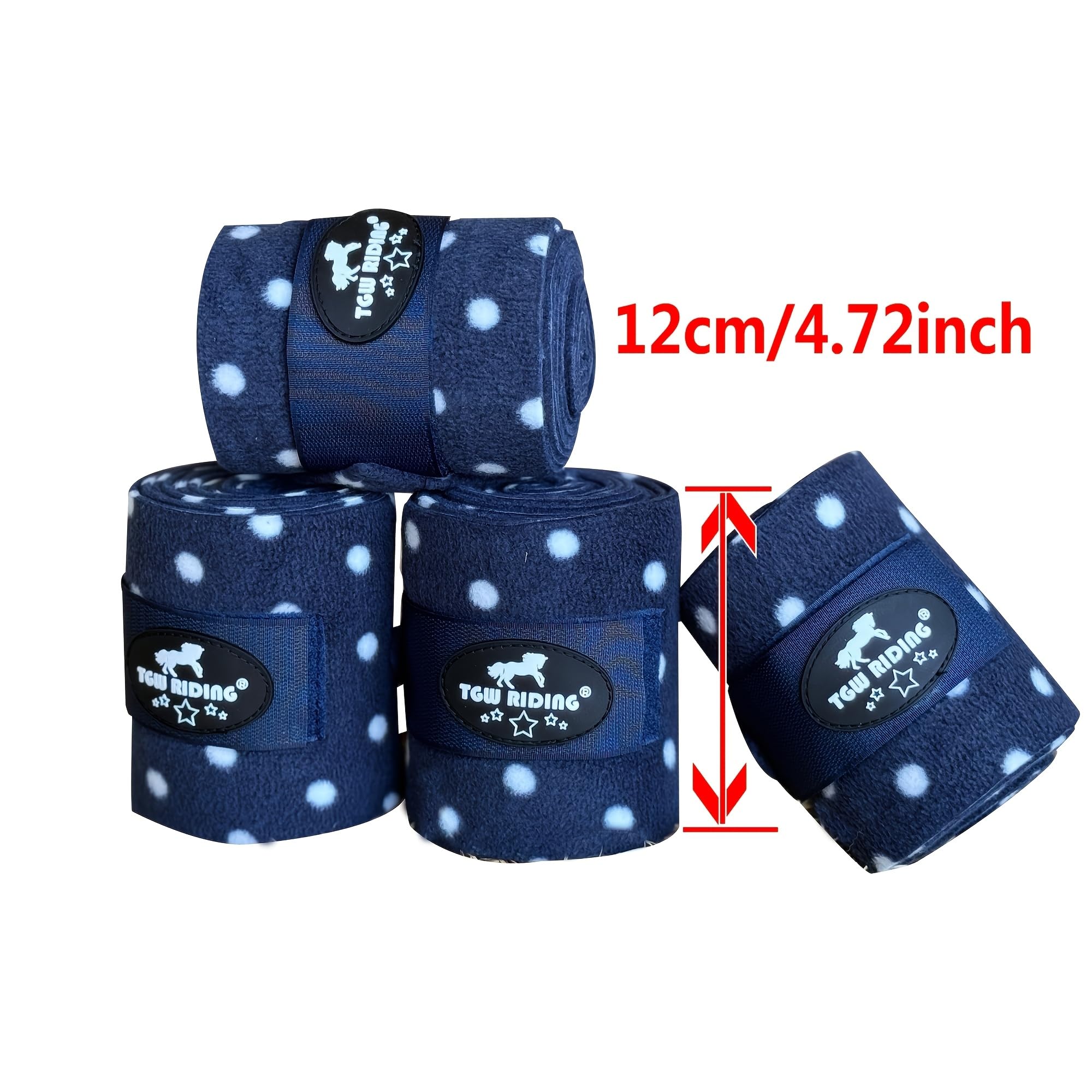 Tgw Riding Horse Polo Leg Wraps, Equine Fleece Polo Wraps (Set Of 4) - Horse Leg Bandages (Navy Blue)