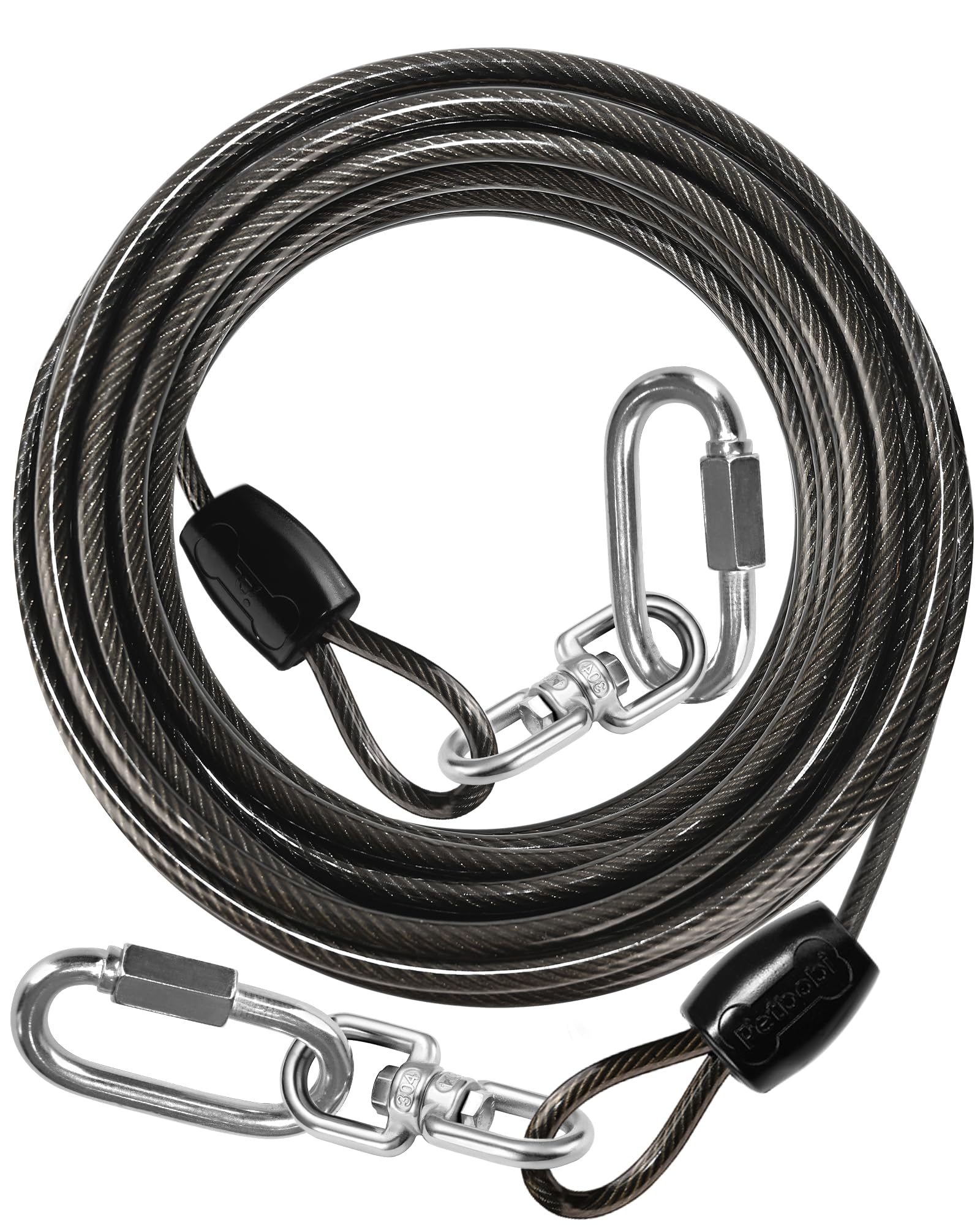 Petbobi Heavy-Duty Dog Tie-Out Cable - 40Ft Extra Strong Wire Cable For Large Pets Up To 300Lbs, Rust Proof Dogs Leash With Cara