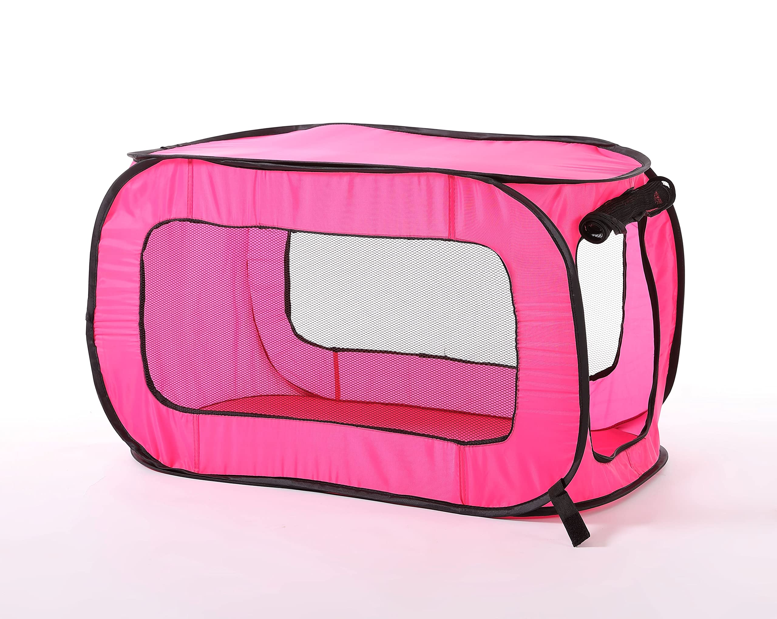Beatrice Home Fashions Portable, Collapsible, Pop Up Kennel Travel Cat And Dog Crate, 24' L X 16.6' W X 16' H, Fuchsia