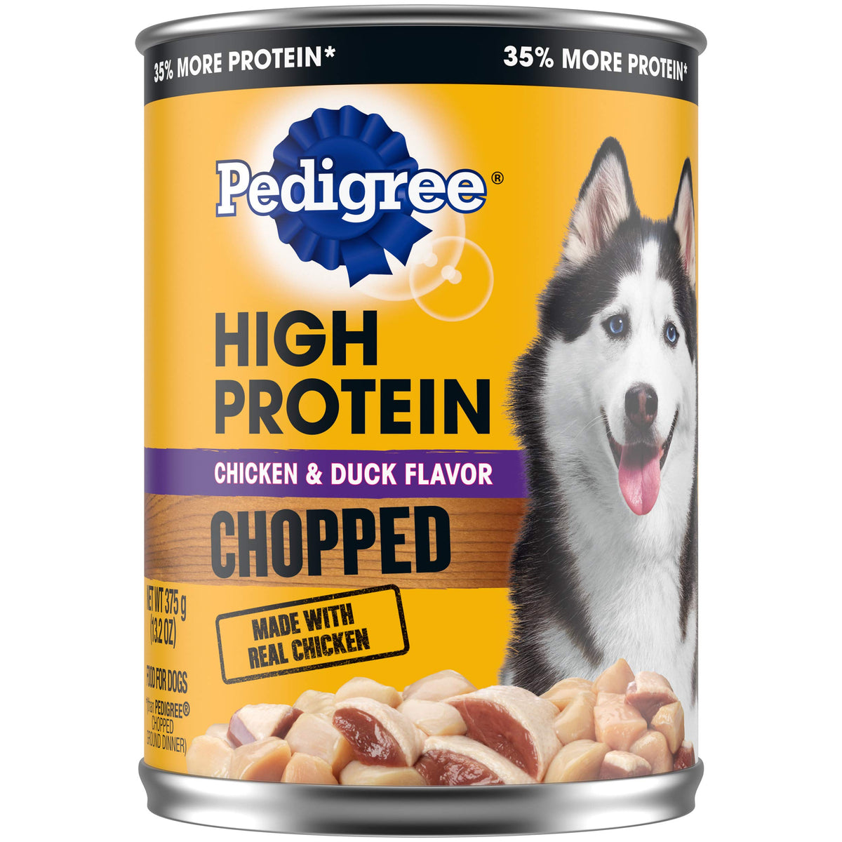 Pedigree High Protein Adult Canned Soft Wet Dog Food, Chopped Chicken & Duck Flavor, (12) 13.2 Oz. Cans