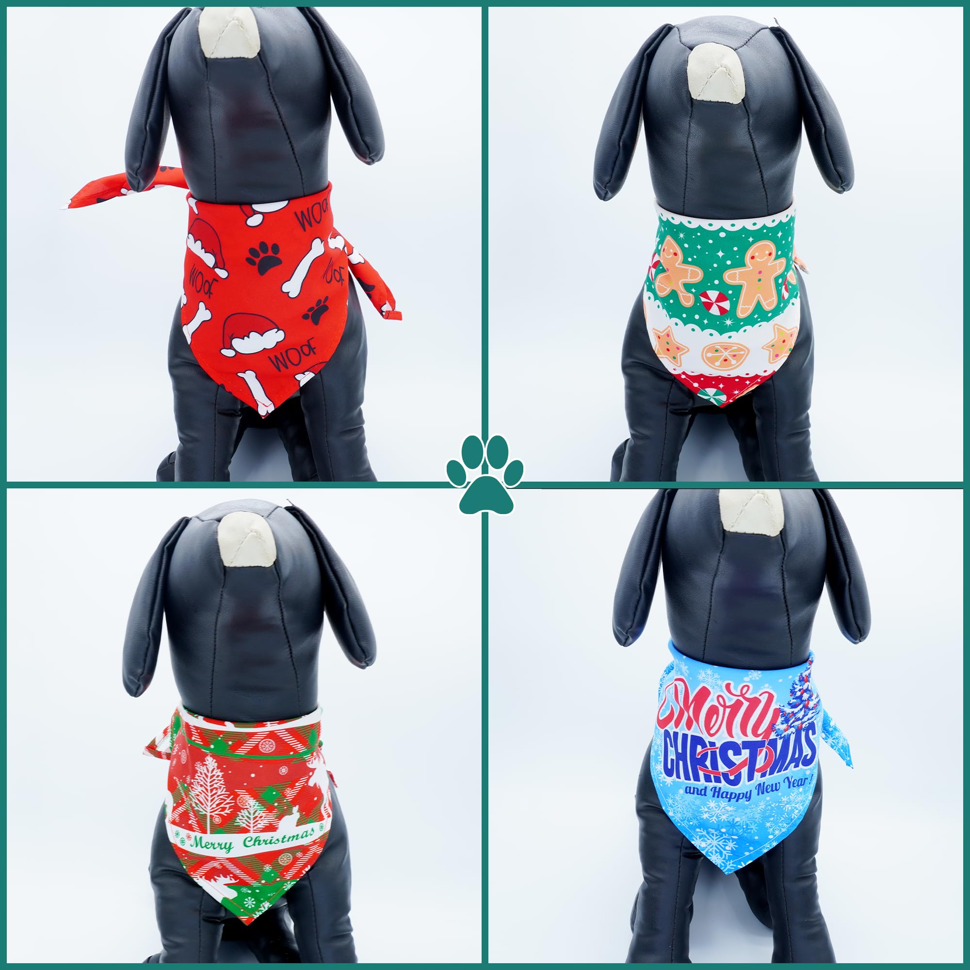JpGdn 10pcs Large Christmas Dog Bandanas Kerchief Triangle Bibs Scarves Snowman Santa Claus Elk Christmas Tree Pattern for Girl