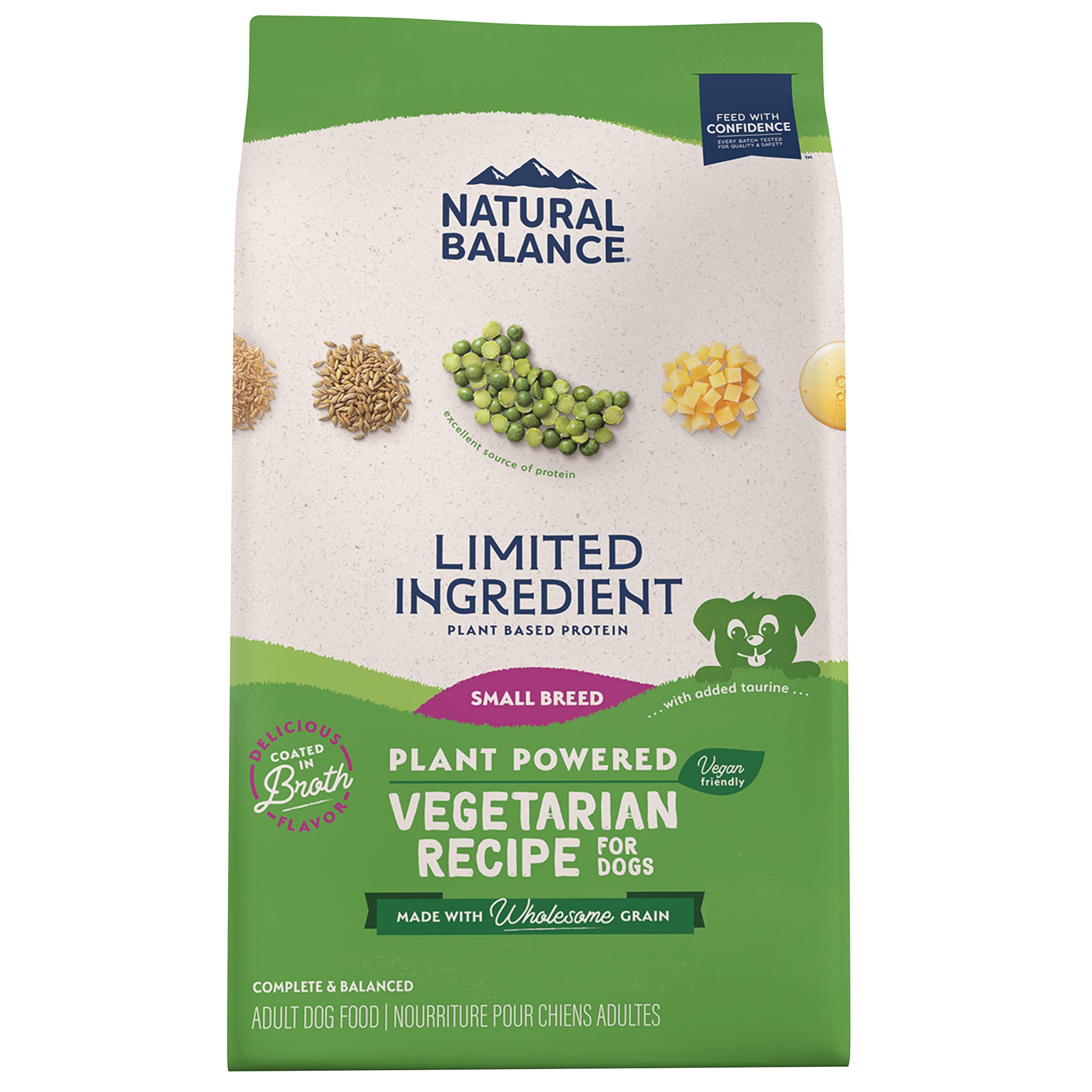 Natural Balance Limited Ingredient Small Breed Adult Dry Dog Food with Vegan Plant Based Protein and Healthy Grains, Vegetarian 