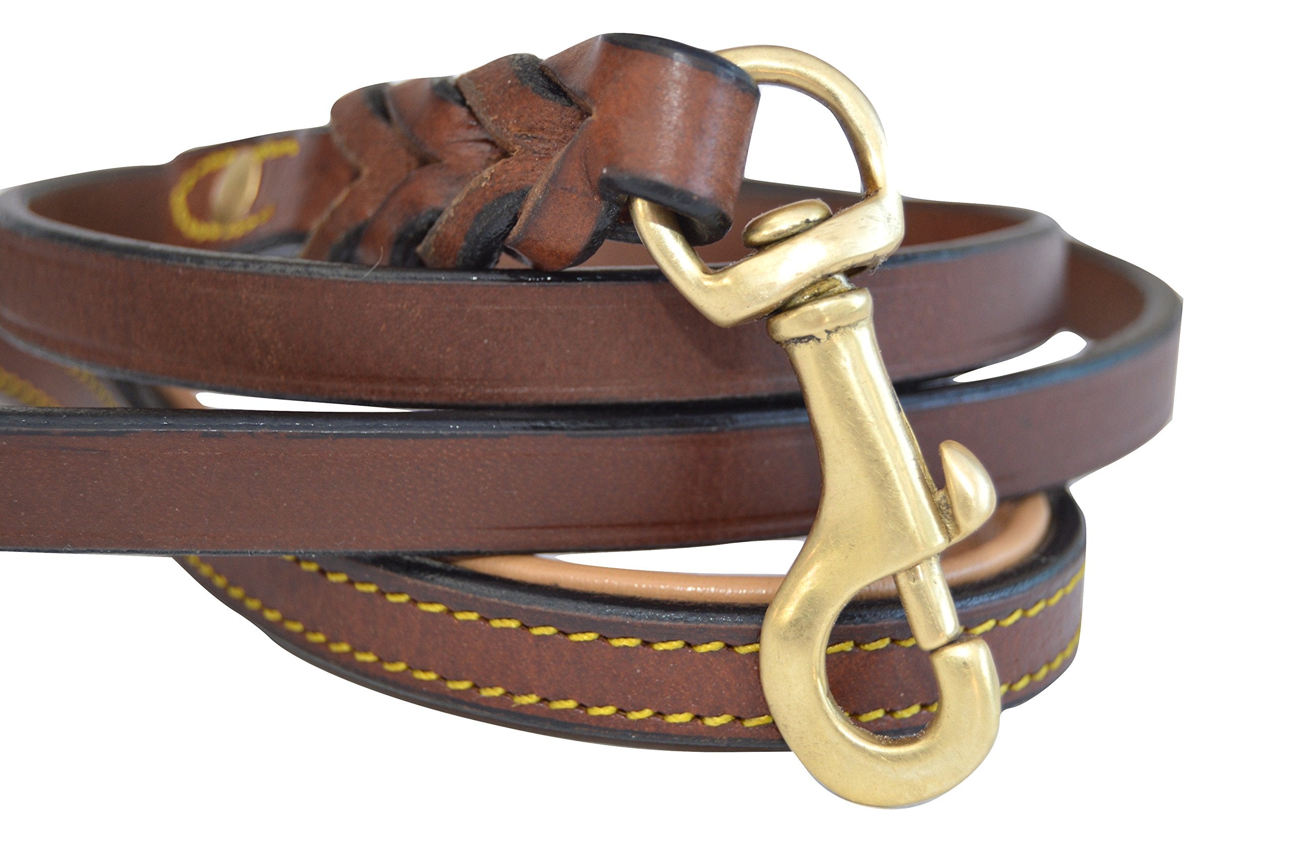 Soft Touch Collars Leather Braided Dog Leash, Brown 4Ft X 1/2 Inch Wide, Recommended For Small Dogs