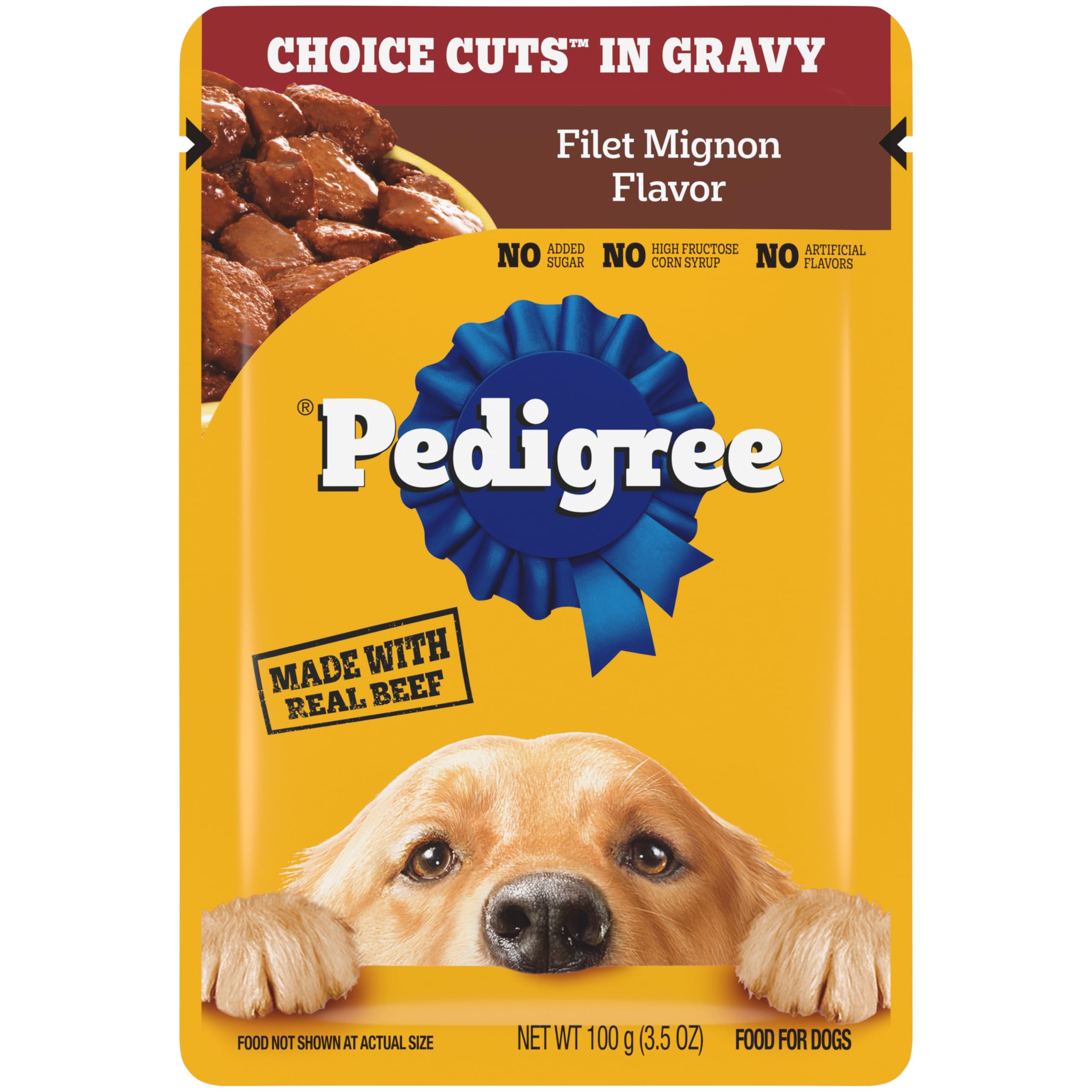 Pedigree Choice Cuts In Gravy Adult Soft Wet Dog Food, Filet Mignon Flavor, 3.5 oz Pouches, 16 Pack
