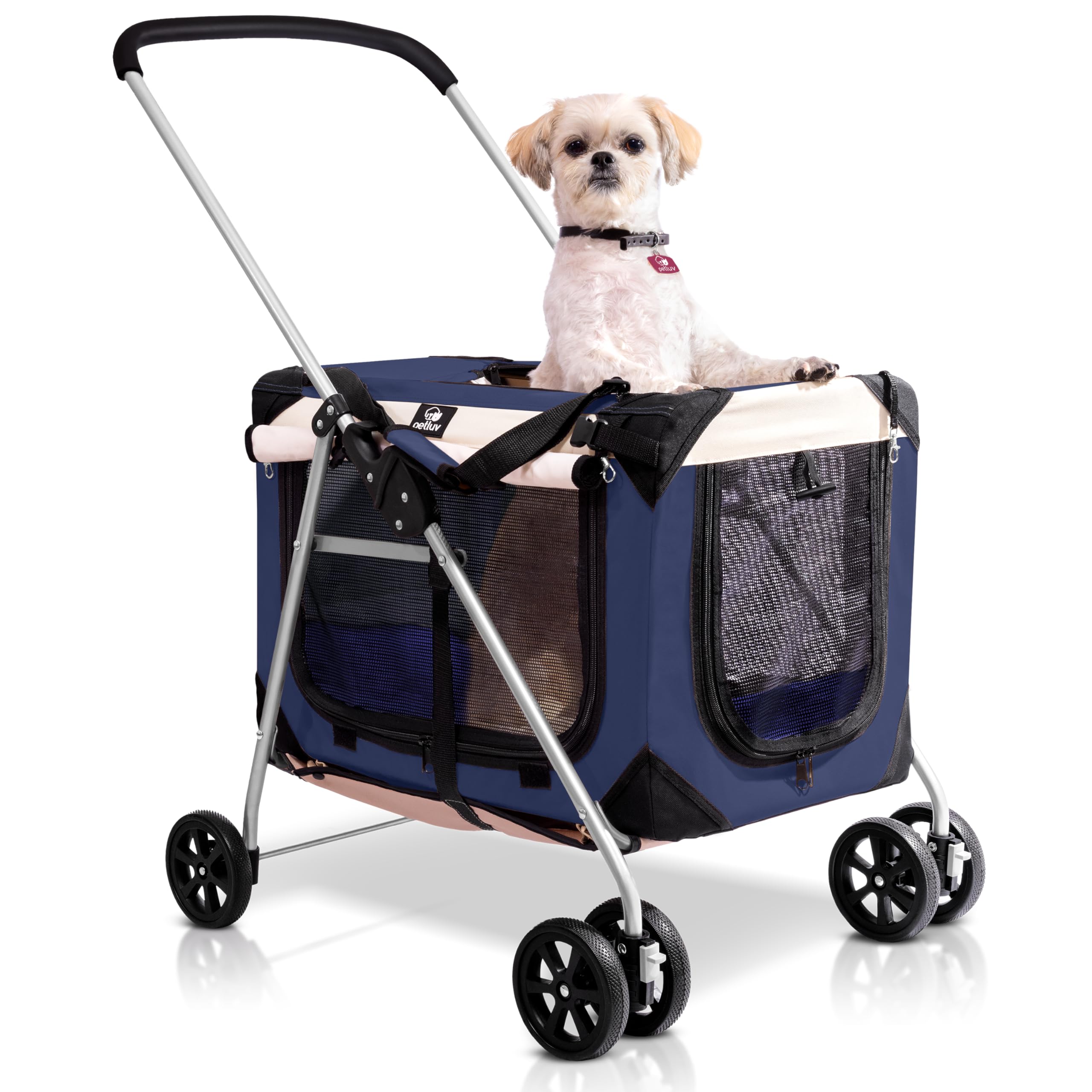 Petluv Dog Stroller, Cat Stroller, Pet Stroller, Cat Strollers For 2 Cats, Dog Stroller For Small Dogs 10 Lbs, Dog Stroller For Medium Dogs 45 Lbs, Pet Stroller Cats, Dog Cart Puppy Stroller Pet Wagon