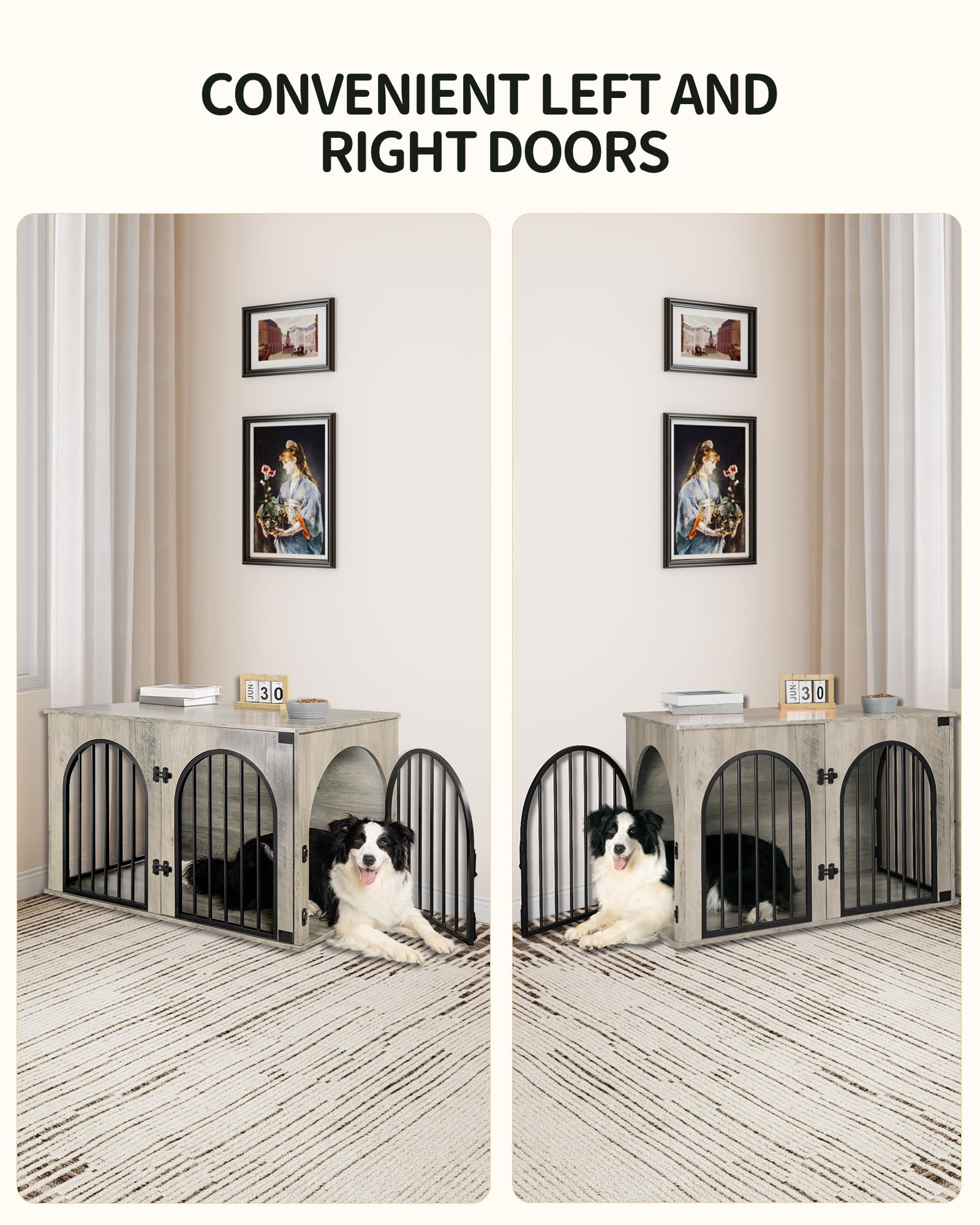 Hzuaneri 39.4 Wooden Dog Crate Furniture TV Stand, Indoor Dog Kennel for Small/Medium/Large Dogs, End Side Table Dogs Crates, An