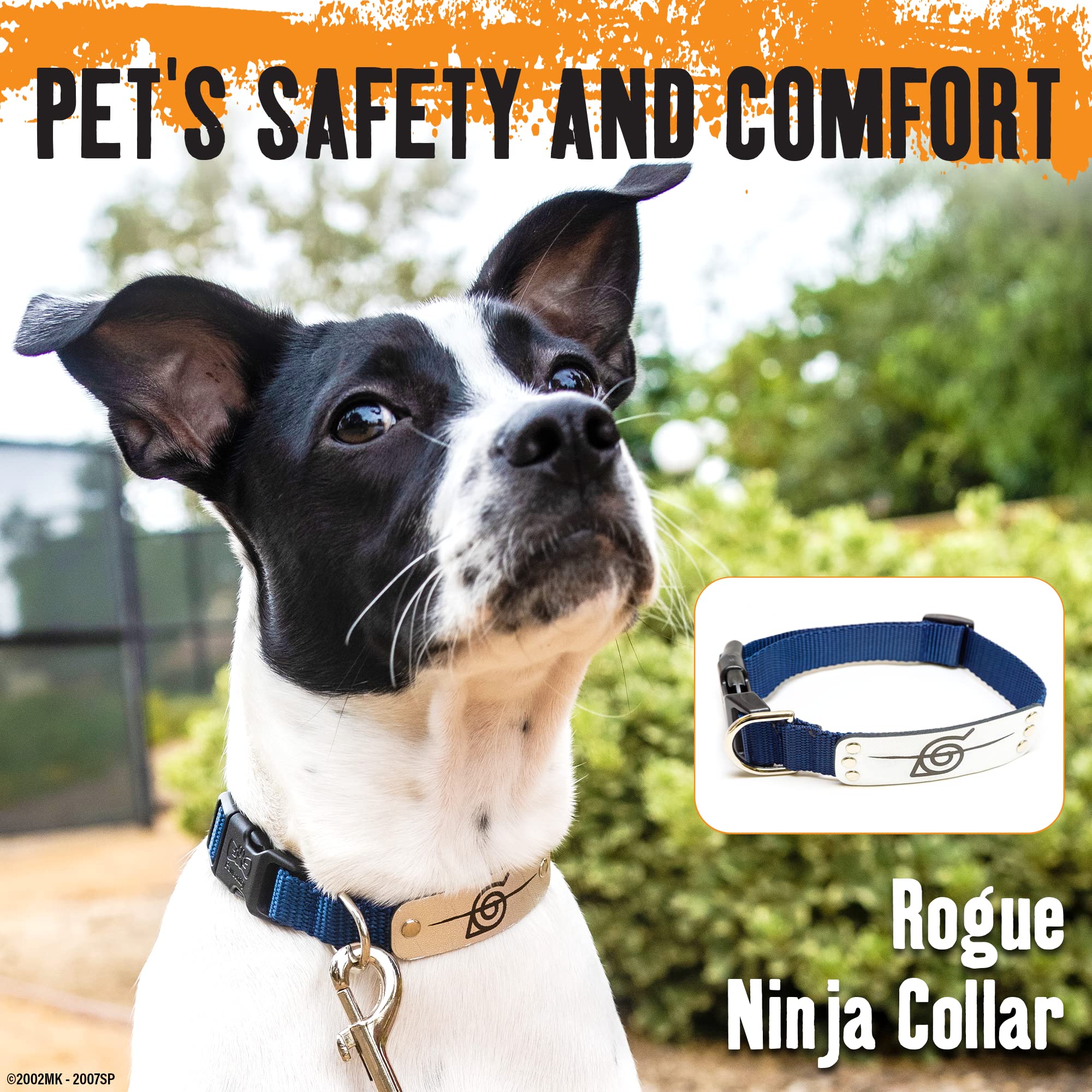 Naruto Dog Collar For Large Dogs, Medium, Xs/Small Puppy Collars - Officially Licensed Naruto Shippuden Hidden Leaf Village Anime Dog Collar, Naruto Gifts Pet Collar For Dogs Black Rogue, Xs