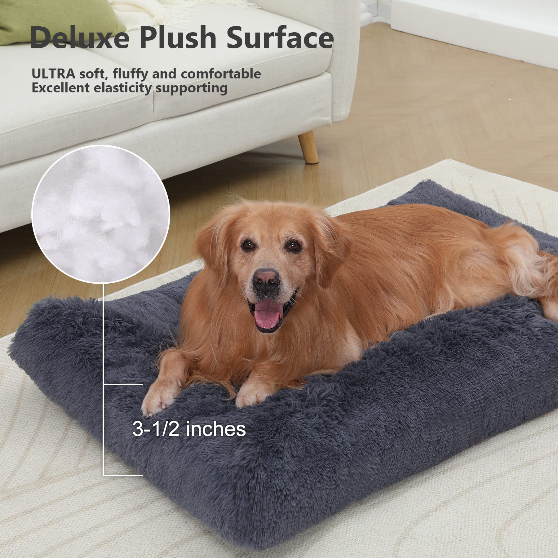 Vonabem Jumbo Dog Bed Washable With Removable Cover Waterproof, Dog Crate Beds For Jumbo Xxl Xl Large Dogs, Fluffy Plush Pet Bed