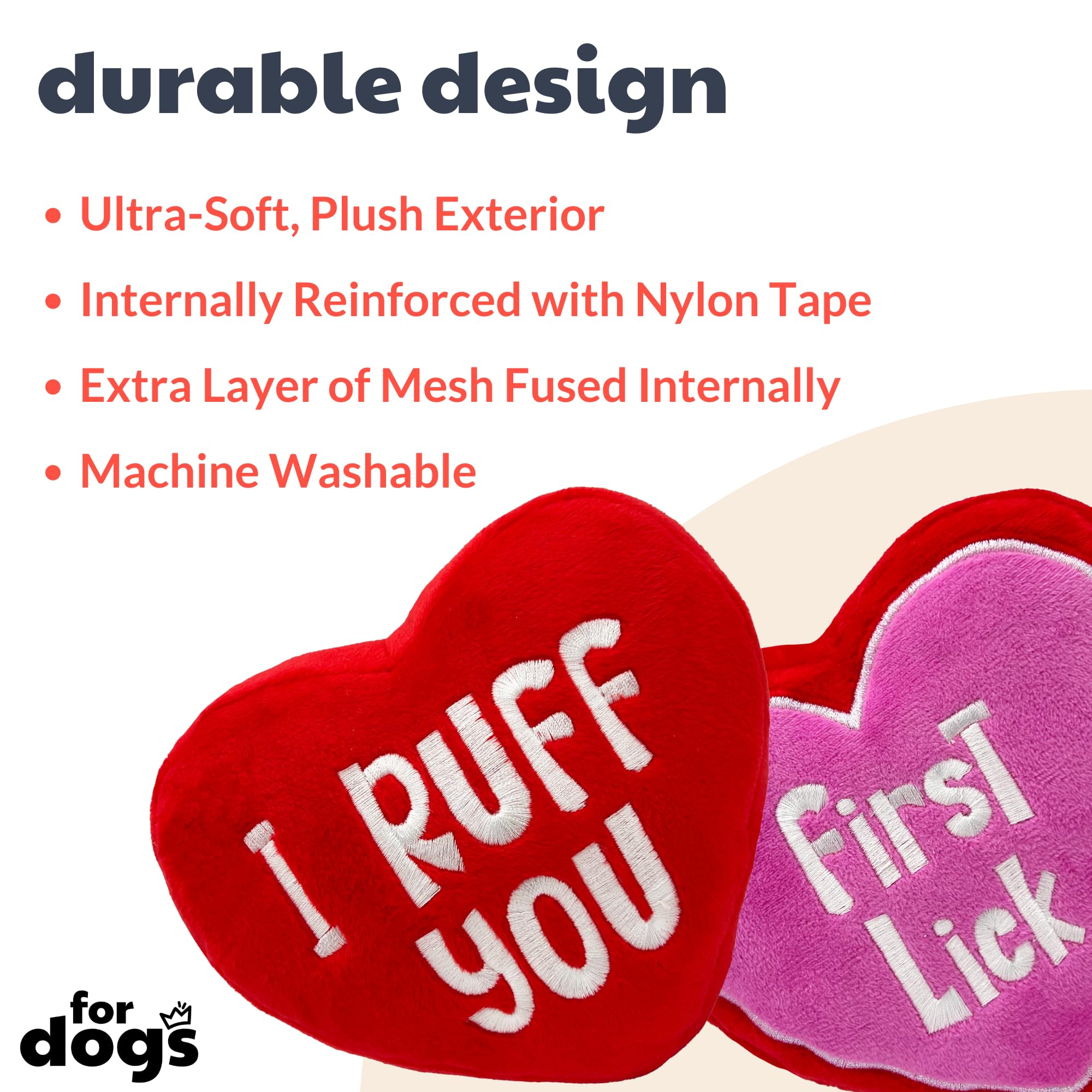Huxley & Kent For Dogs - First Lick Heart (Small) - Double Sided Valentine'S Day Power Plush Funny Dog Toy With Squeaker - Fun,