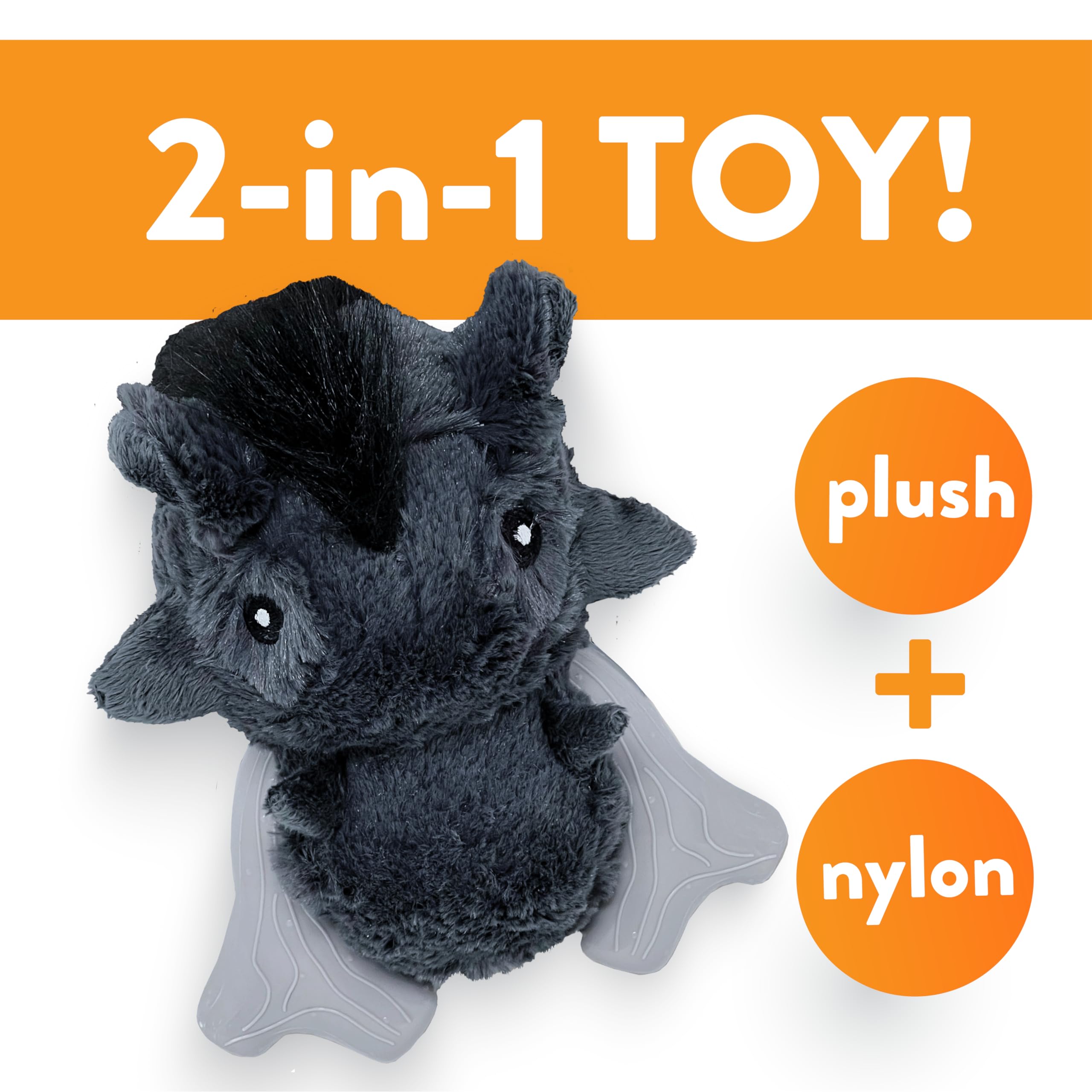 Spunky pup Knucklehead Durable Dog Toy - 2-in-1 Plush & Chew Toy for Aggressive Chewers, Chicken-Flavored Dental Chew, Durable D