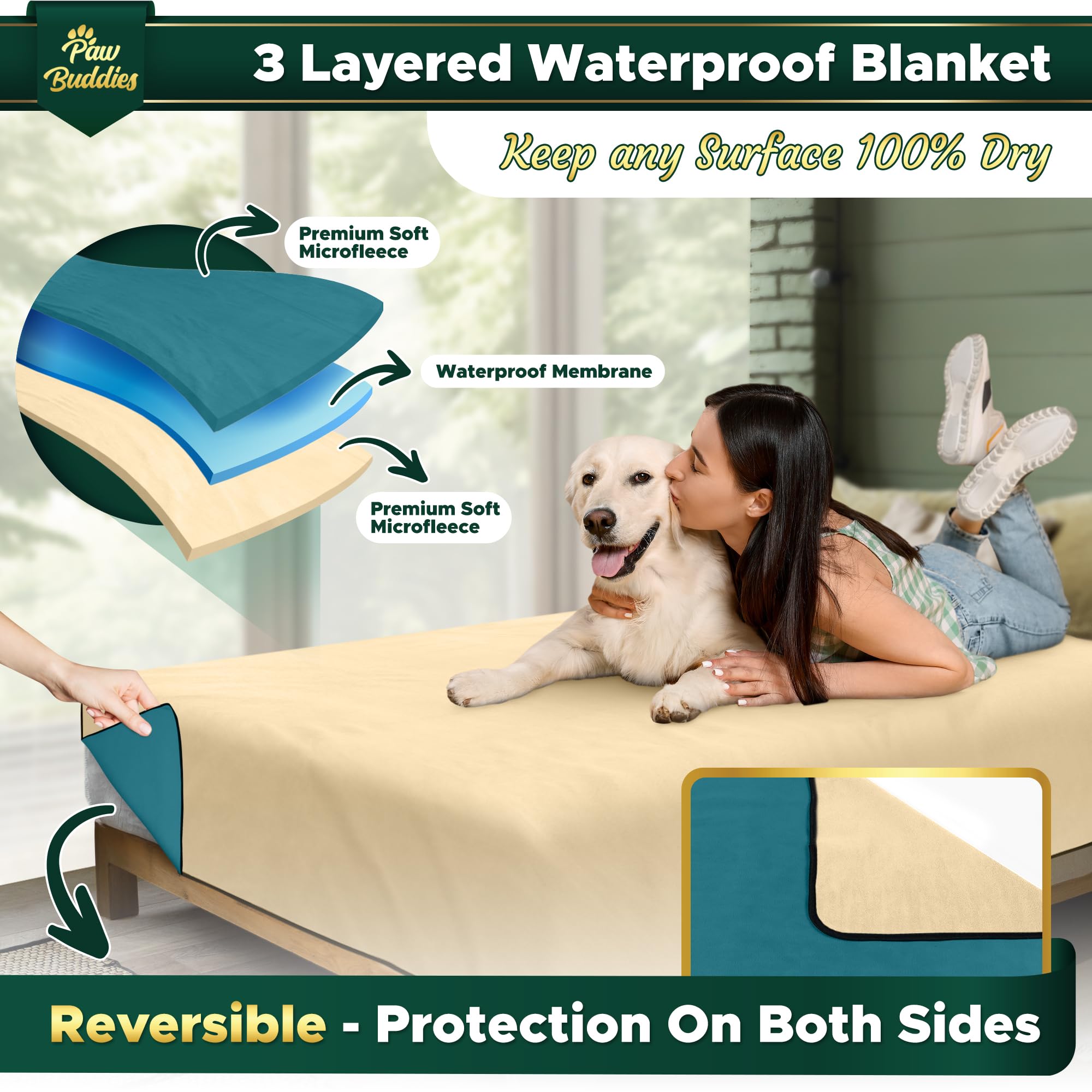 Waterproof Blanket For Intimacy, Queen Size Intimacy Blanket For Adults, Ultra-Soft Noiseless Mattress Furniture Protector, Reve