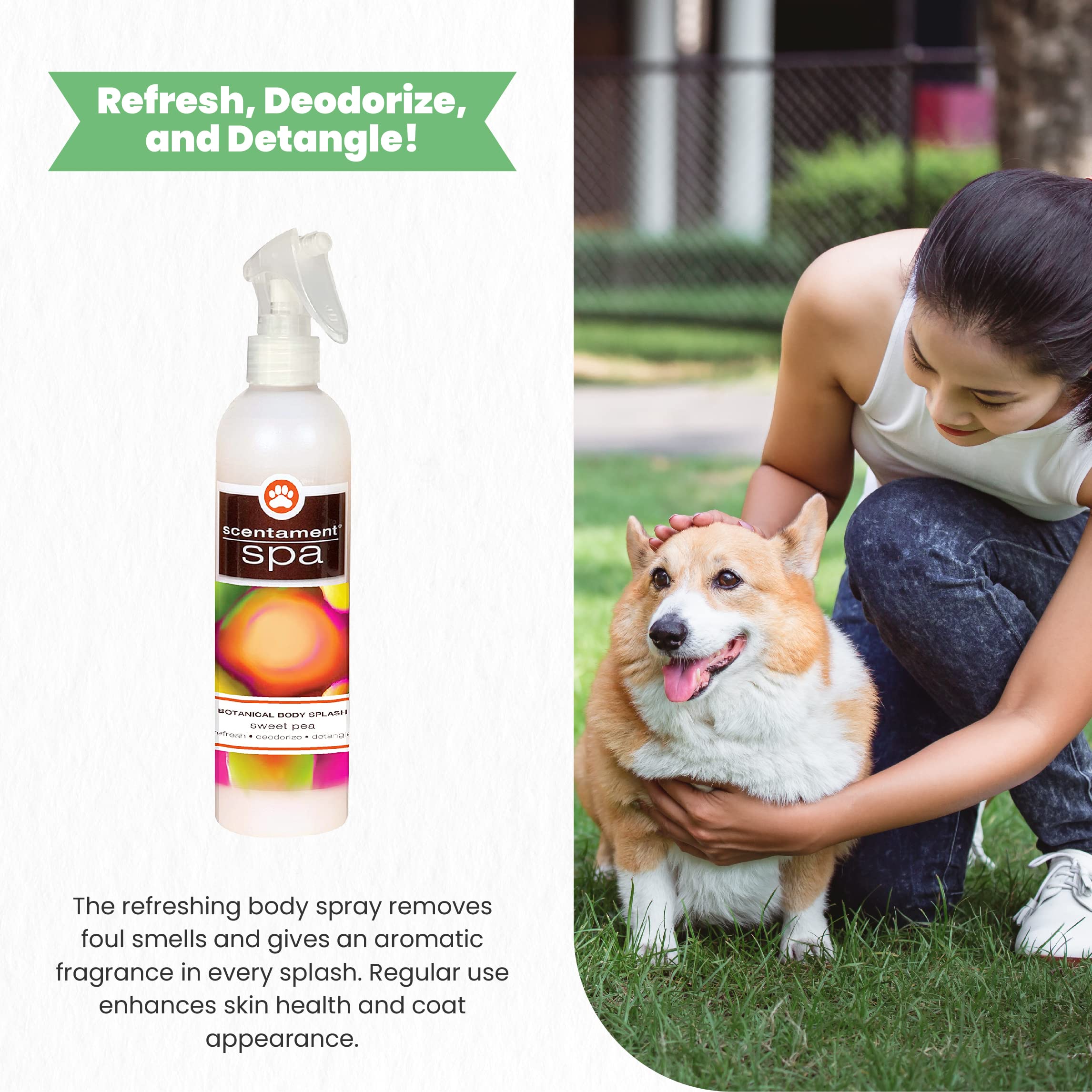 Best Shot Scentament Spa Botanical Body Spray, Body Spray Conditioner For Pets, Cat And Dog Cologne Spray, Sweet Pea, 8 Oz