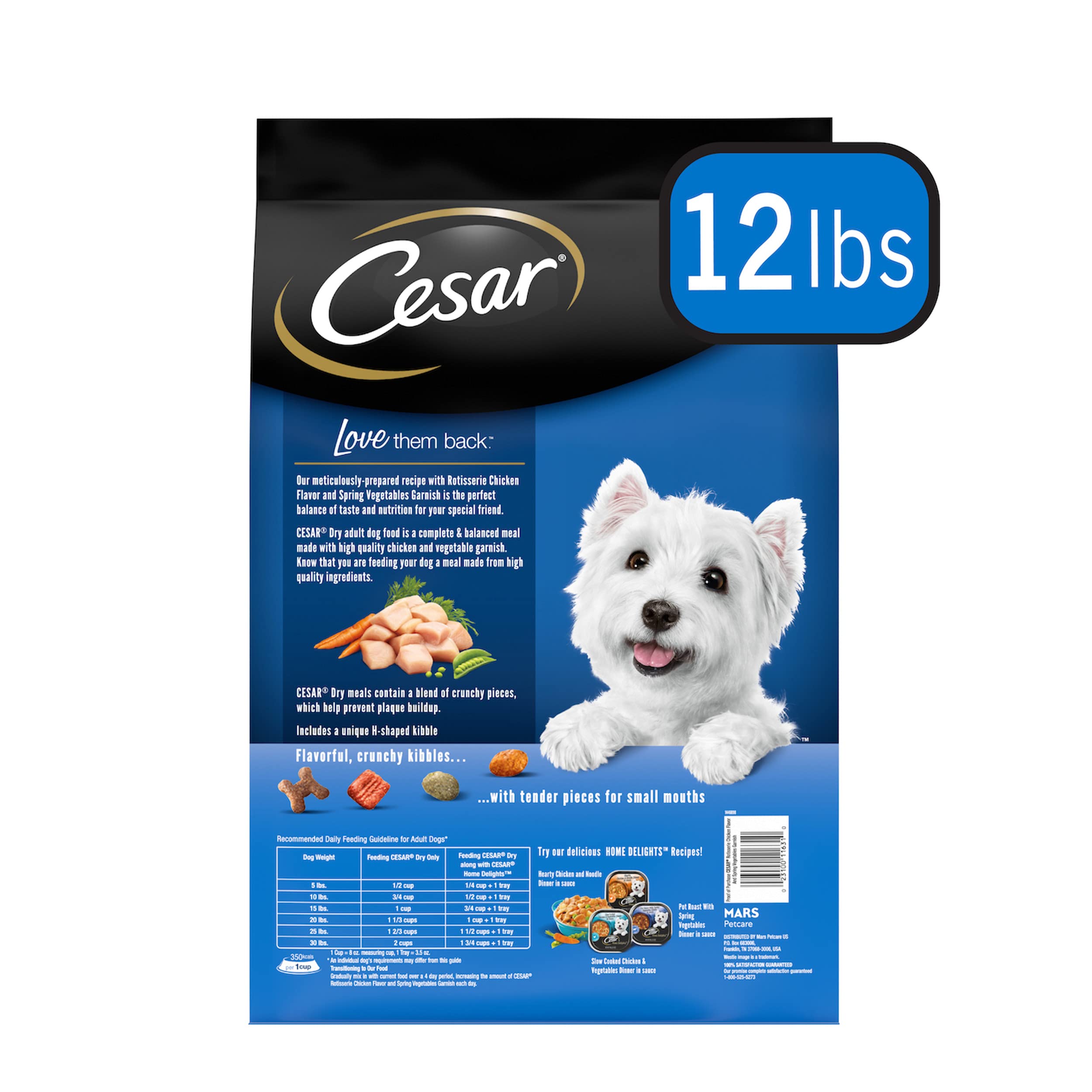 Cesar Small Breed Dry Dog Food Rotisserie Chicken Flavor and Spring Vegetables Garnish, 12 lb. Bag