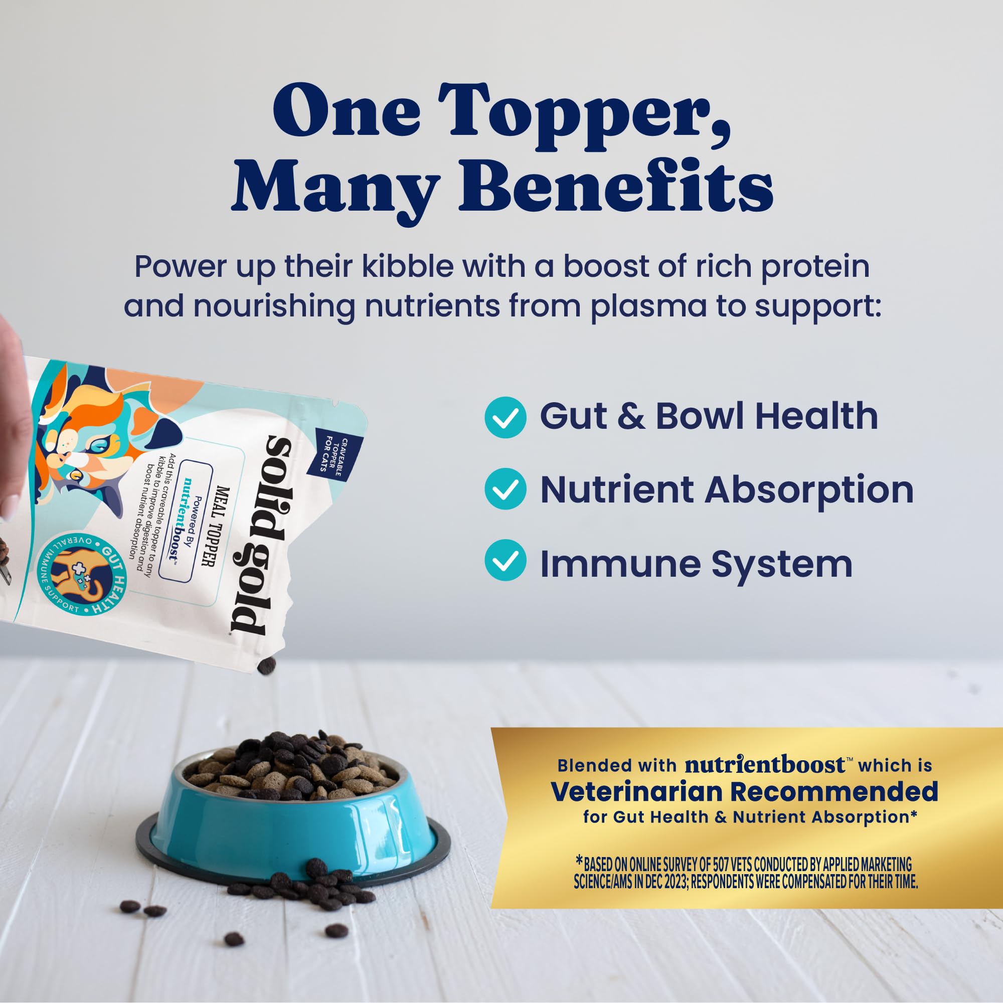 Solid Gold NutrientBoost Meal Topper for Cats - High Protein Crunchy Cat Treats Rich in Vitamins Minerals and Amino Acids - 1 Po
