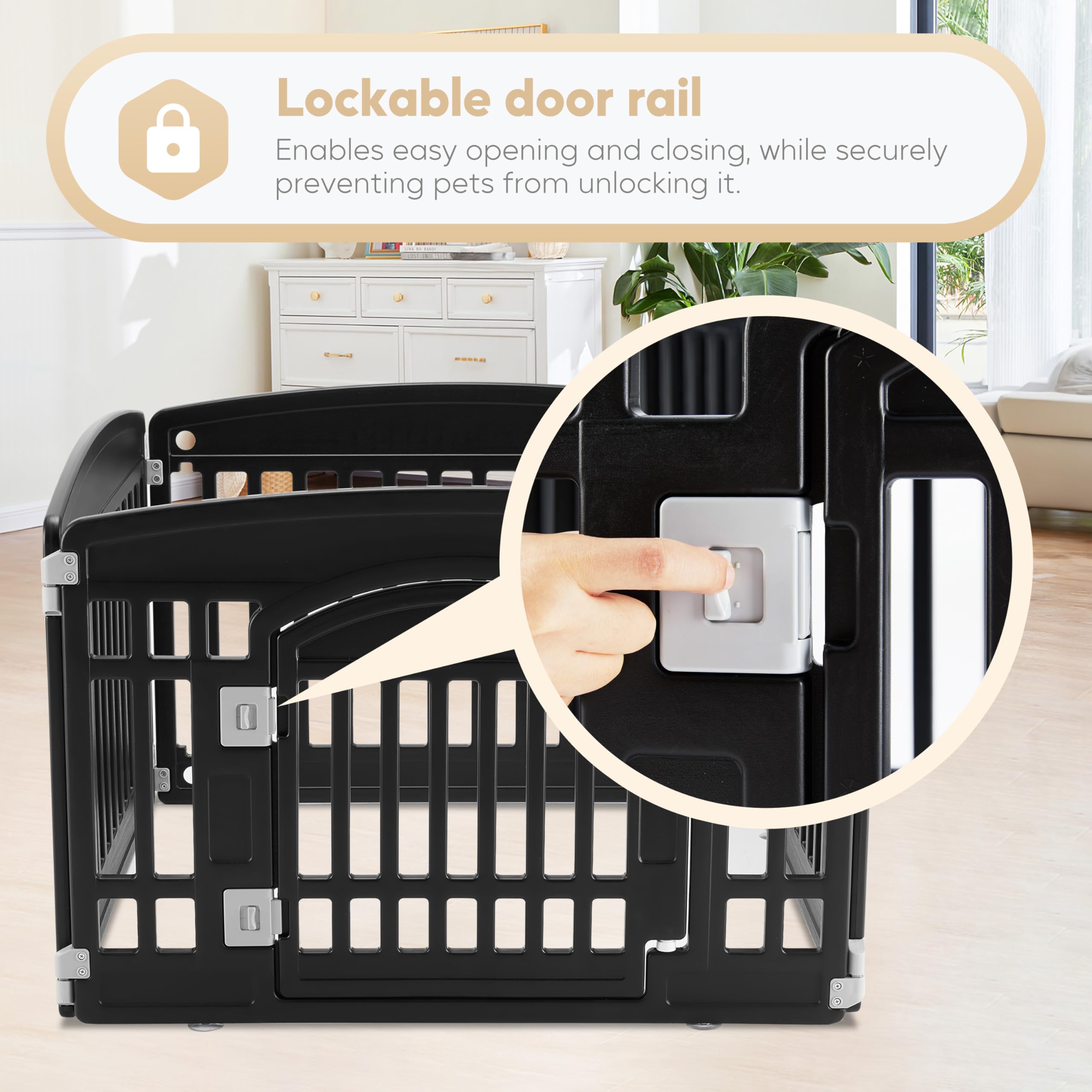 Simple Deluxe 24" Plastic Dog Playpen - 4-Panel Folding Pet Playpen, Portable, Black