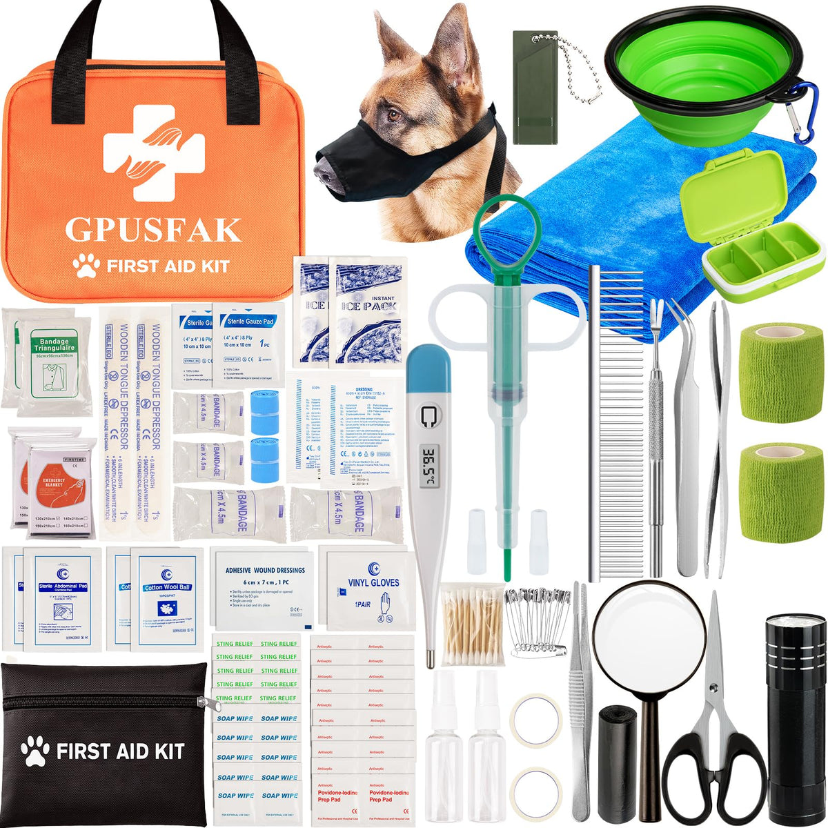 Gpusfak Pet First Aid Kit For Dogs And Cats - Pet Emergency Kit For Traveling Home