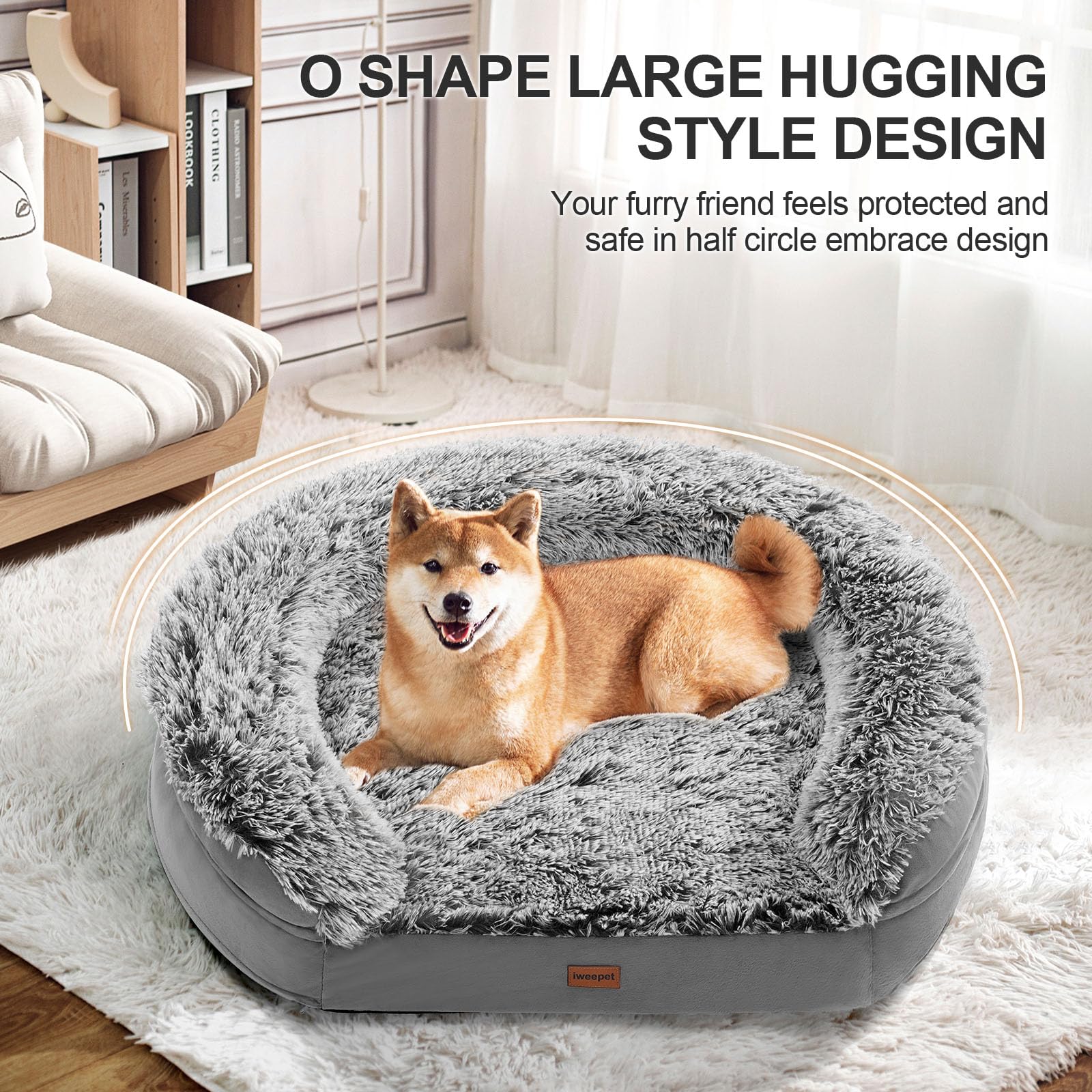 3.7 Inch Thickened Orthopedic Dog Beds For Extra Large Dogs, Supportive Dog Sofa Bed With 28D Egg-Crate Foam, Removable Washable